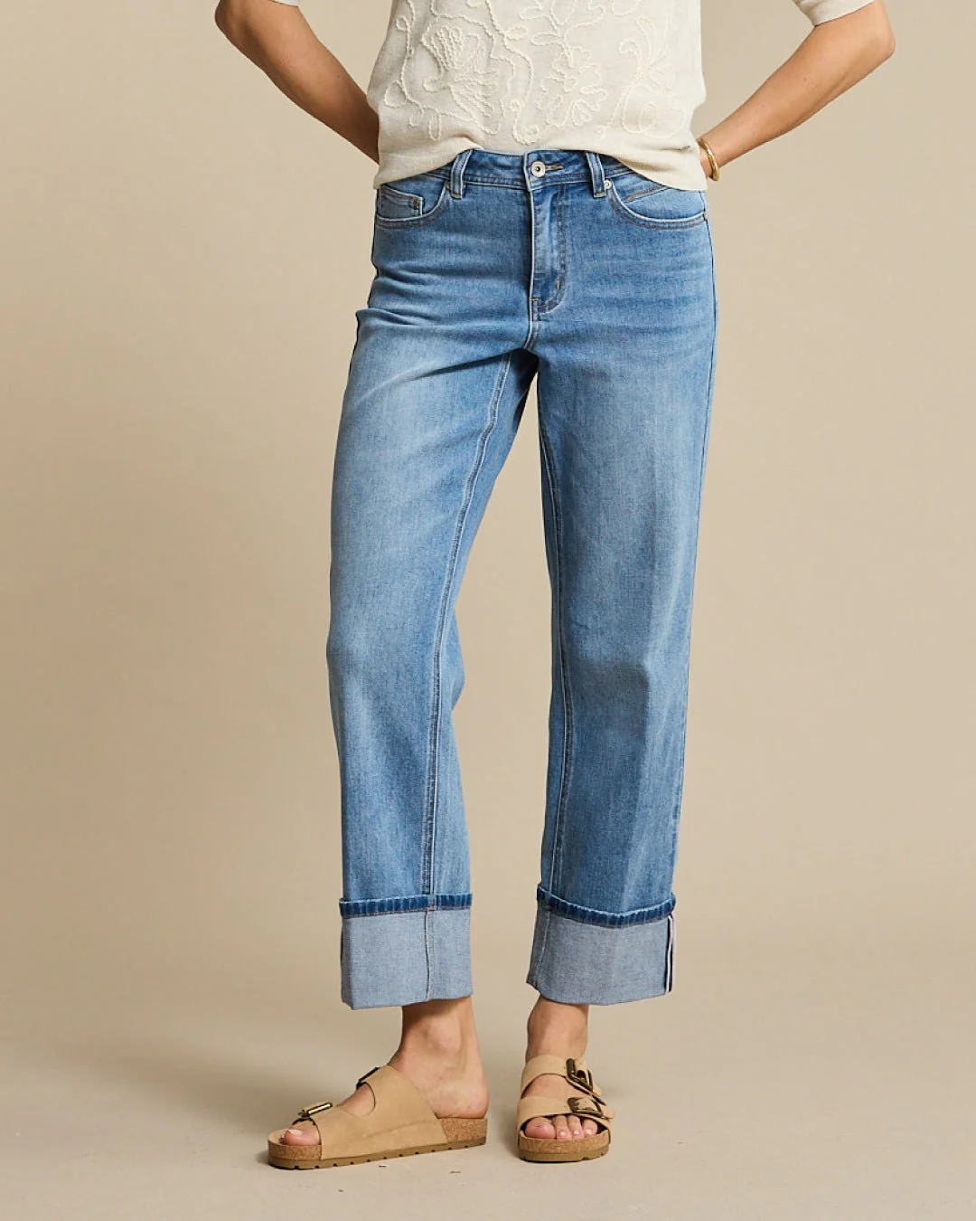 Kim High Jeans Hem & Scarf Stoneused - Image 2