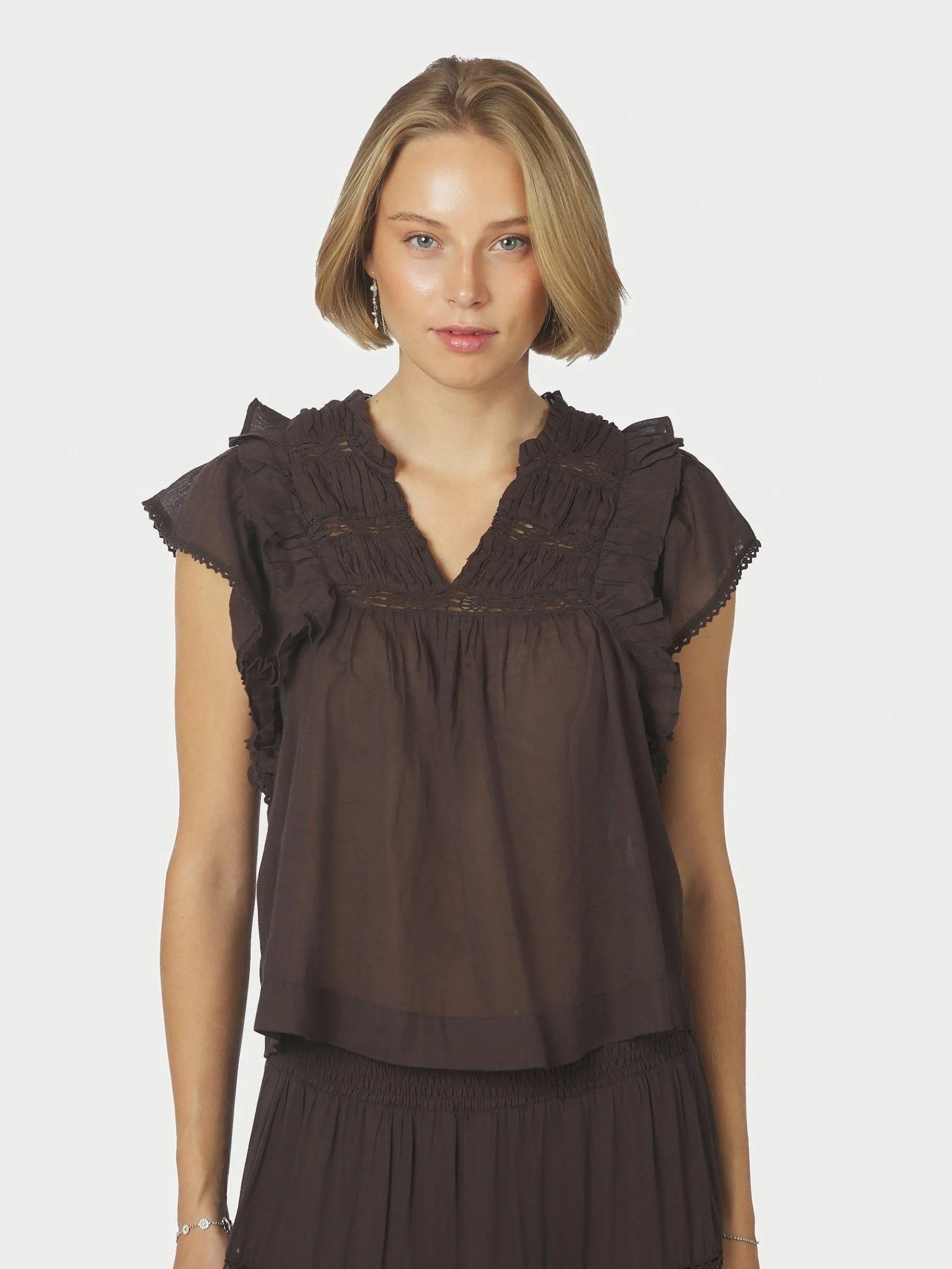 Jayla S Voile Top Dark Brown - Image 4