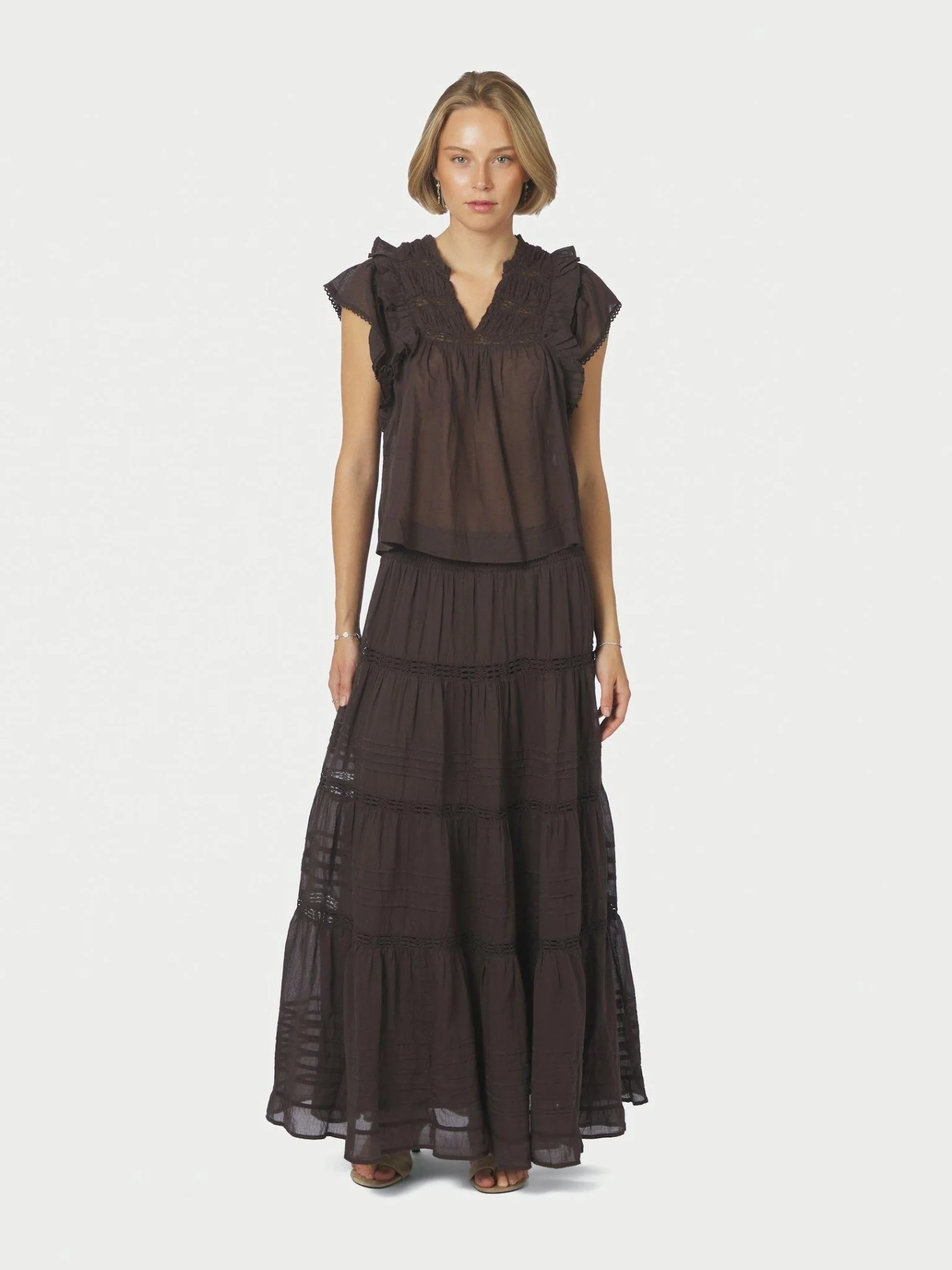 Jayla S Voile Top Dark Brown - Image 5
