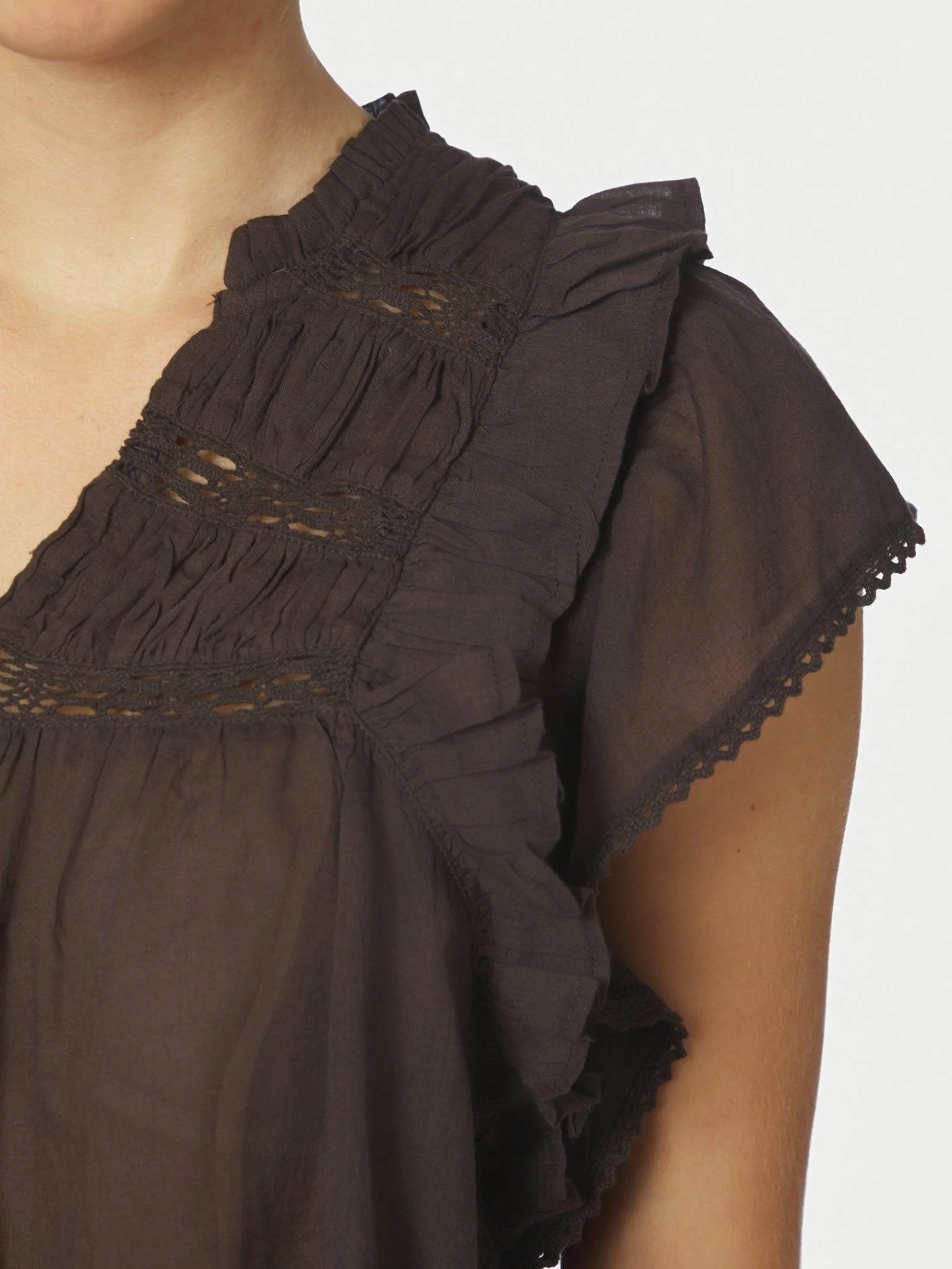 Jayla S Voile Top Dark Brown - Image 6