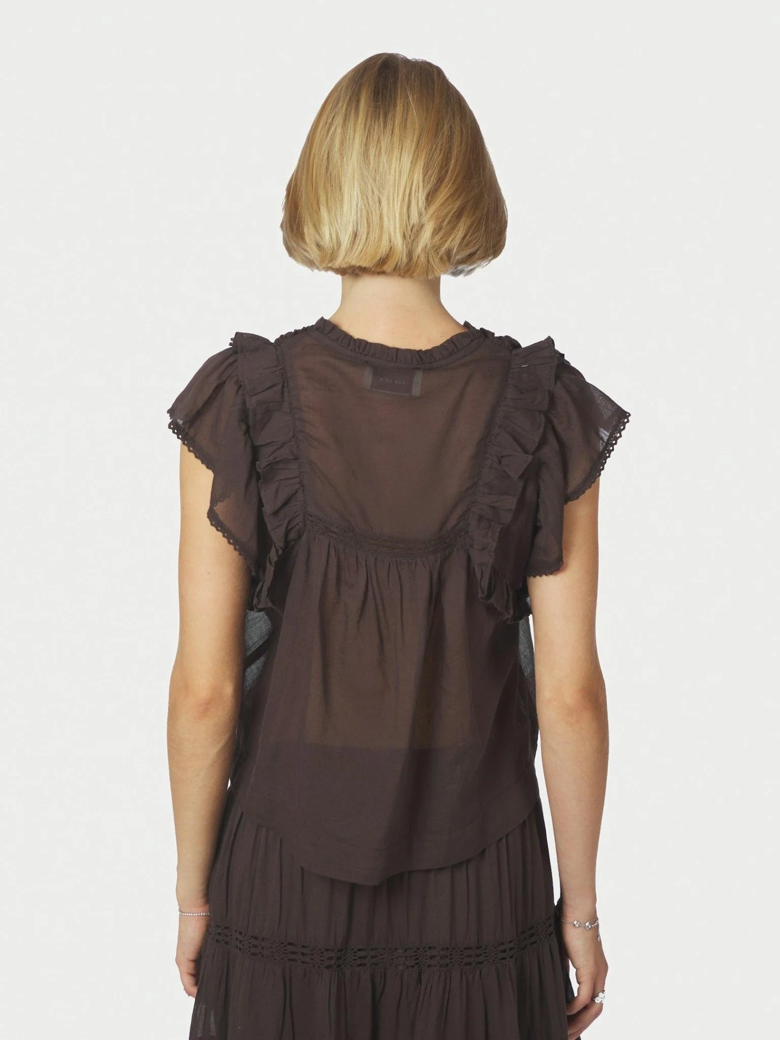 Jayla S Voile Top Dark Brown - Image 9