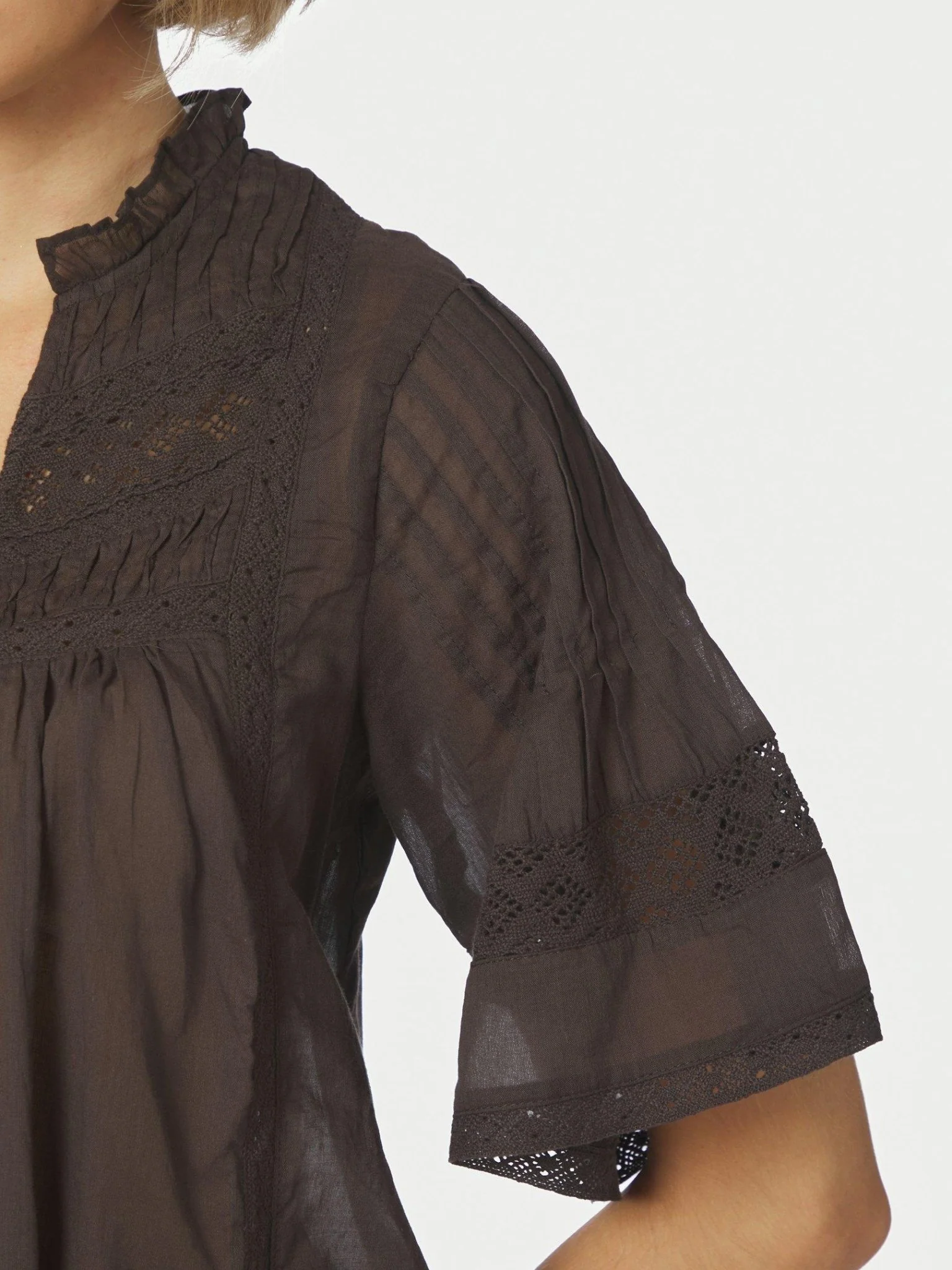 Siama S Voile Blouse Dark Brown - Image 4