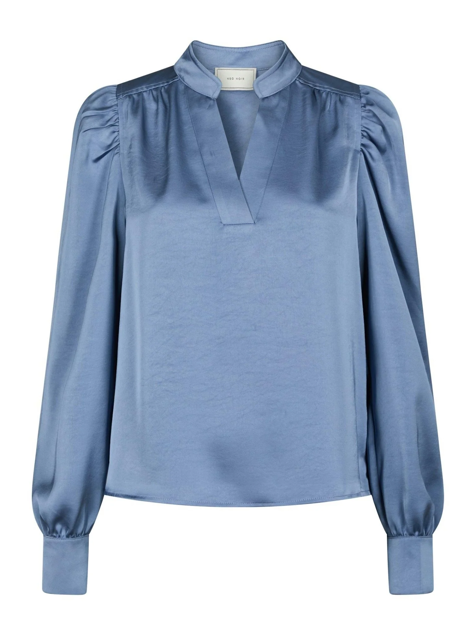 Rosslyn Heavy Sateen Blouse Smoke Blue - Image 2