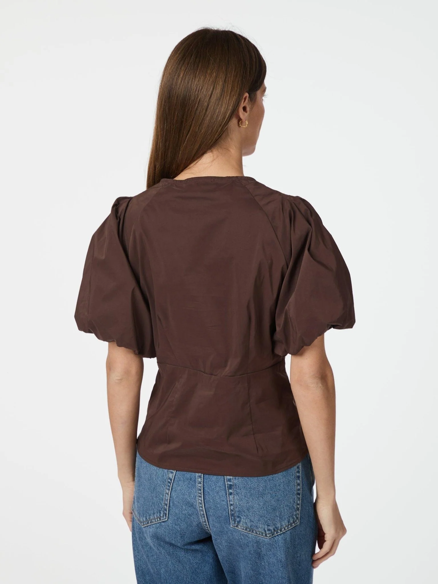 Irina Poplin Blouse Chocolate Brown - Image 11