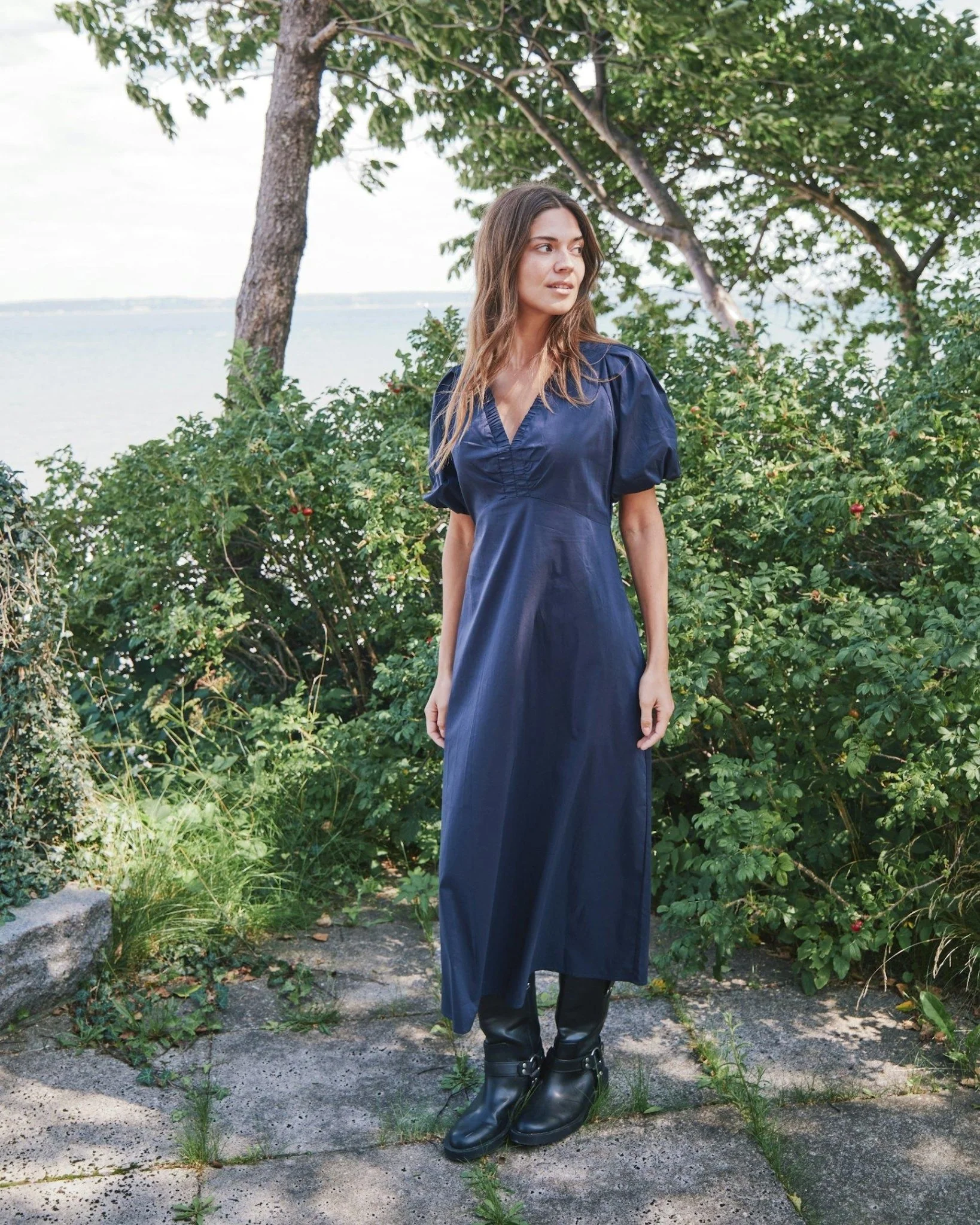 Illana Poplin Dress Navy - Image 7
