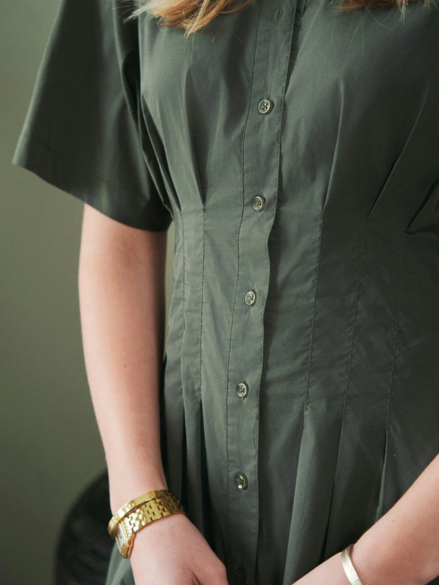 Baia Poplin Dress Army - Image 11
