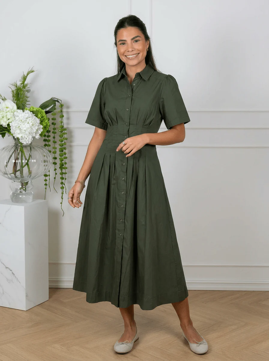 Baia Poplin Dress Army - Image 3