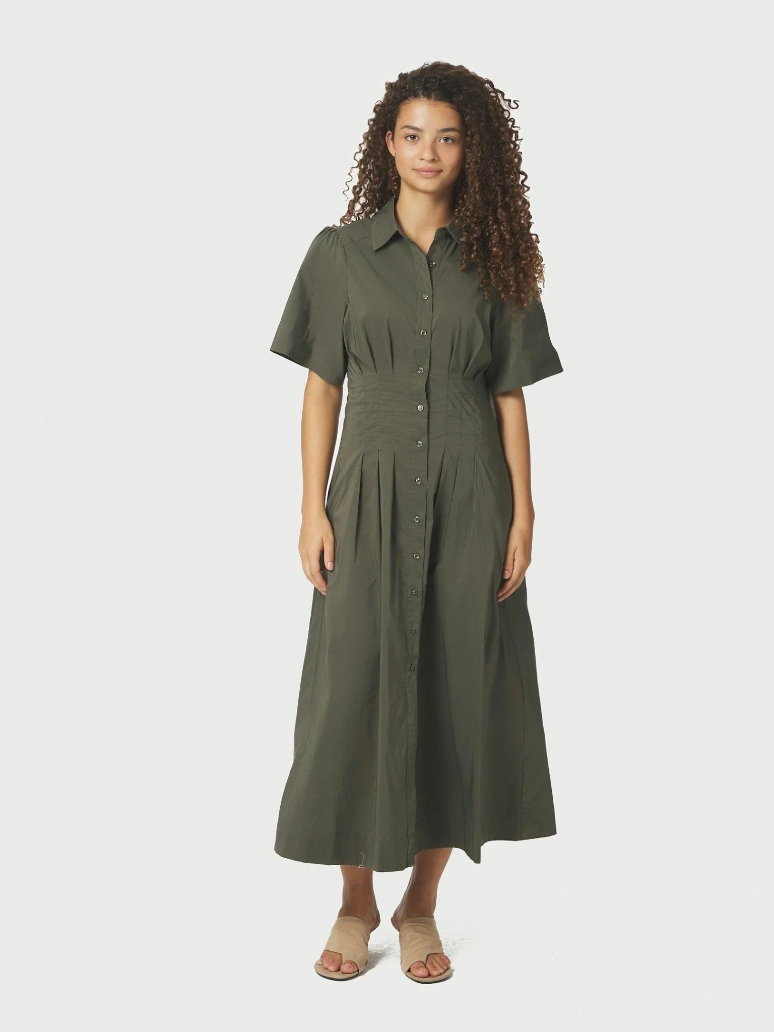 Baia Poplin Dress Army - Image 7