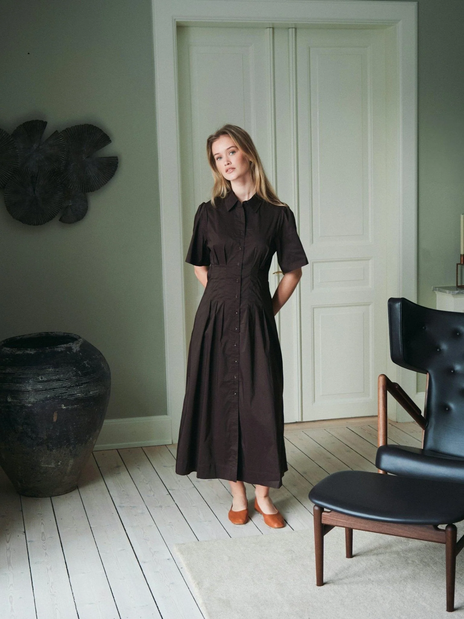 Baia Poplin Dress Chocolate Brown - Image 6