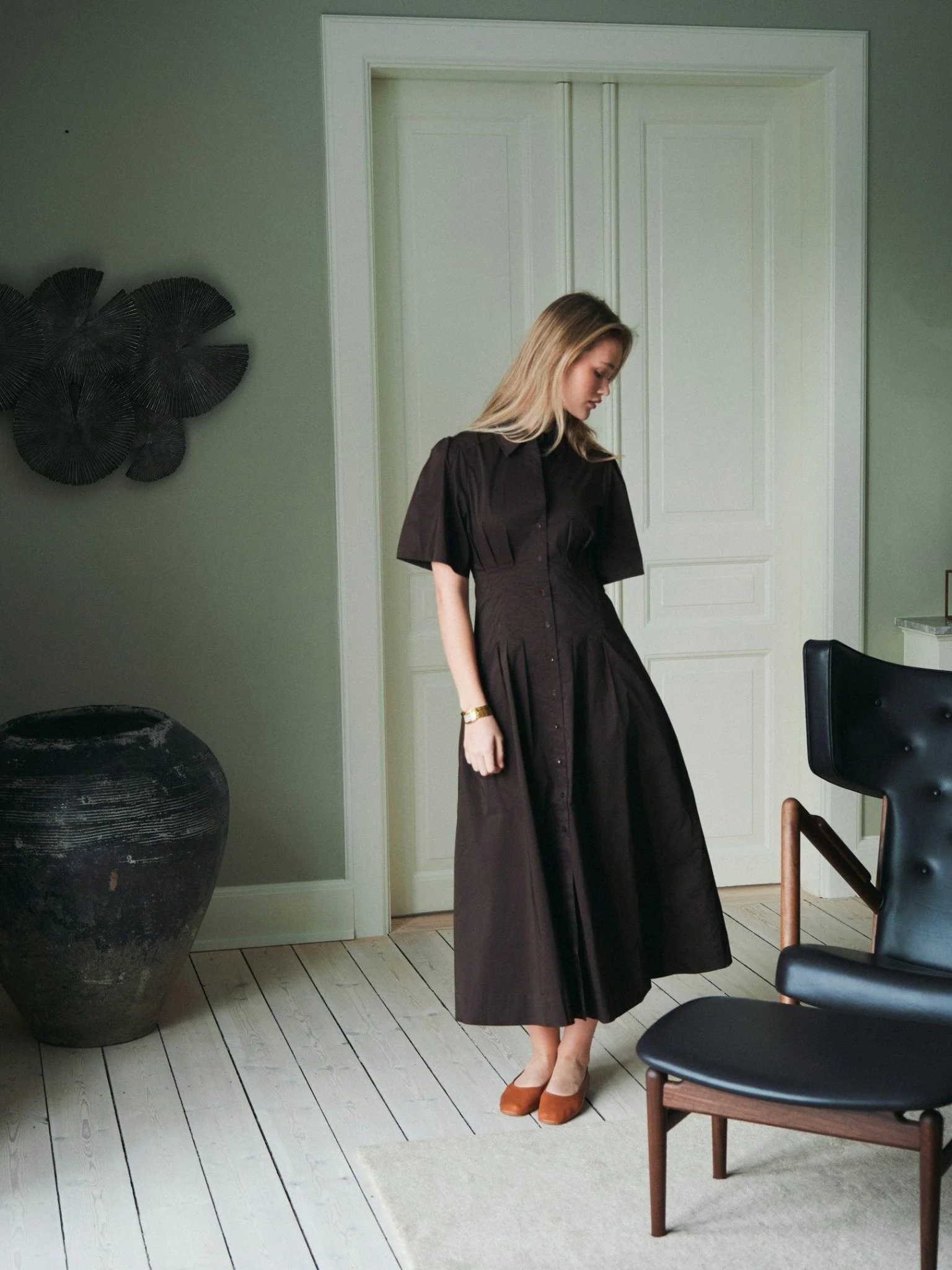 Baia Poplin Dress Chocolate Brown - Image 7