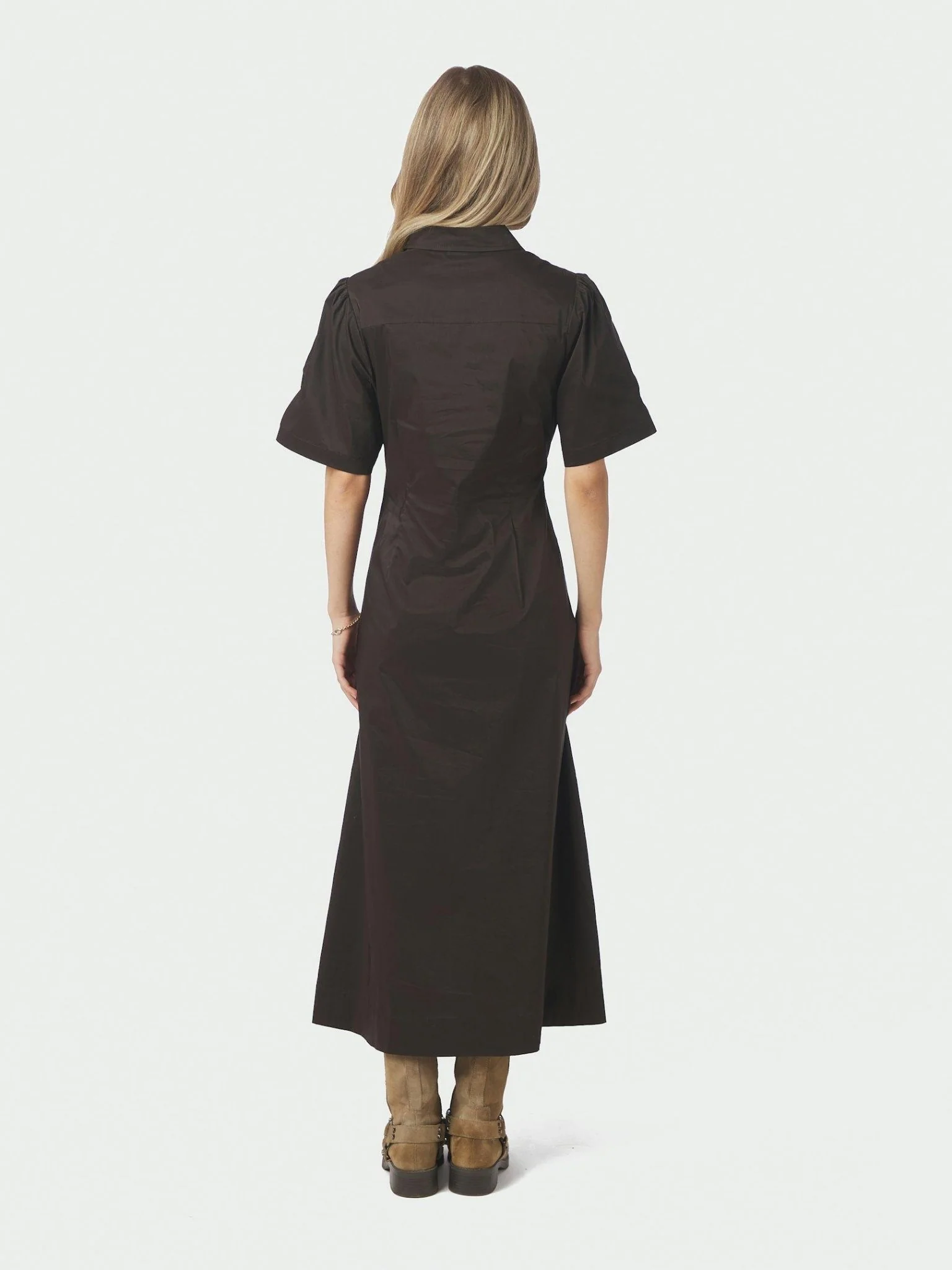 Baia Poplin Dress Chocolate Brown - Image 8