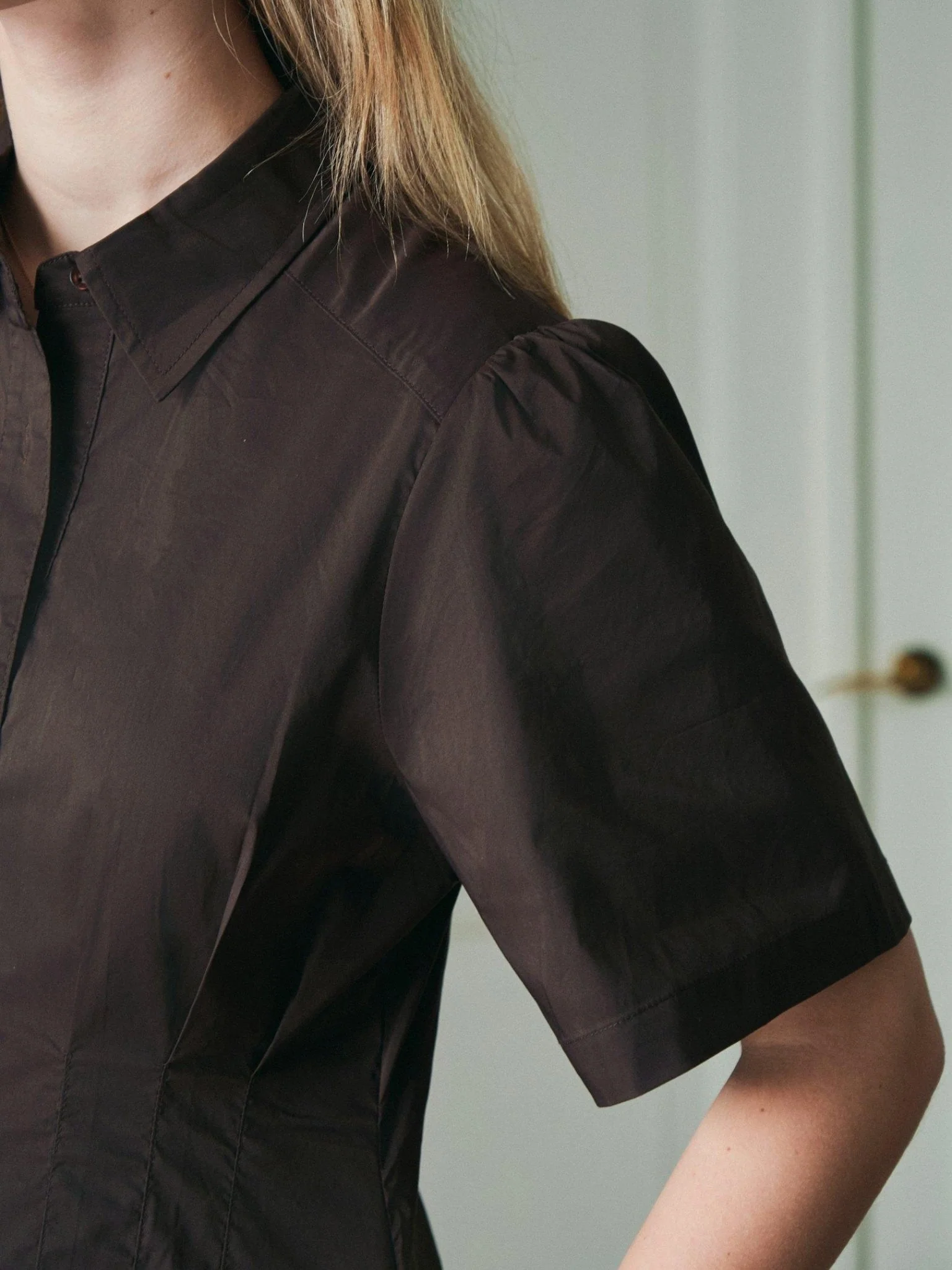 Baia Poplin Dress Chocolate Brown - Image 9