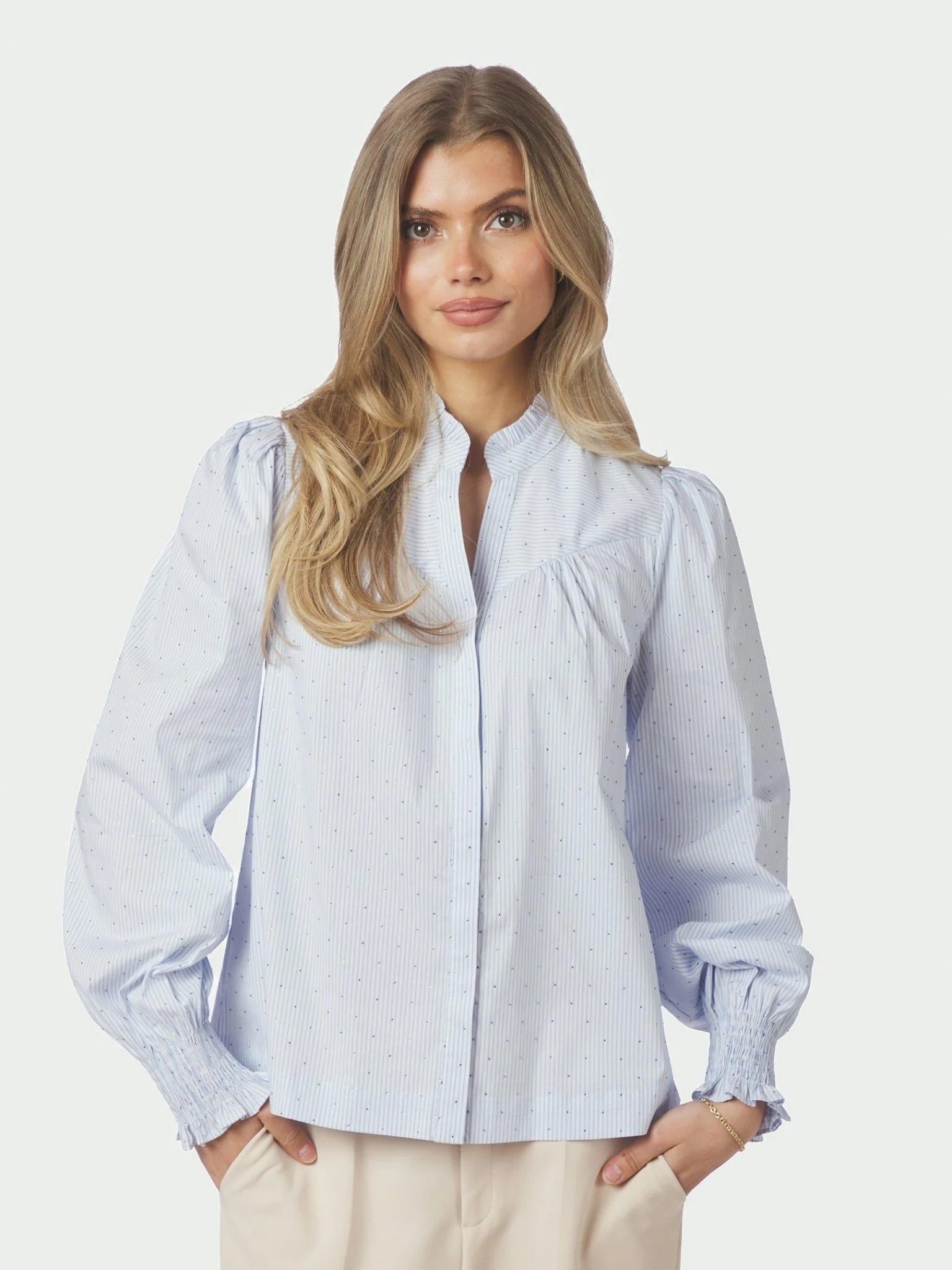Astrida Stripe Stone Blouse Light Blue - Image 7