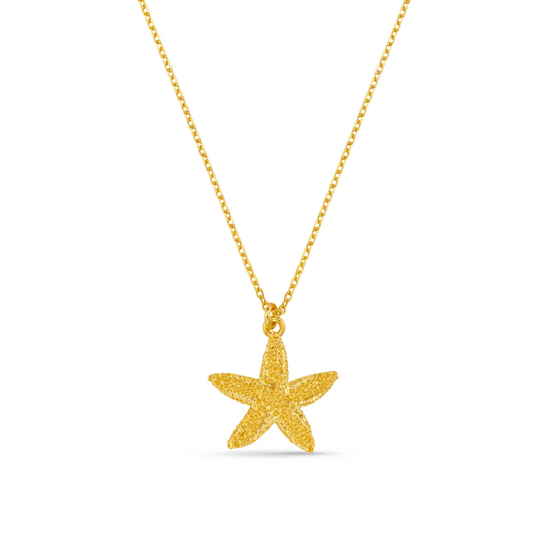 Textured Starfish Necklace Pale Gold - Image 4