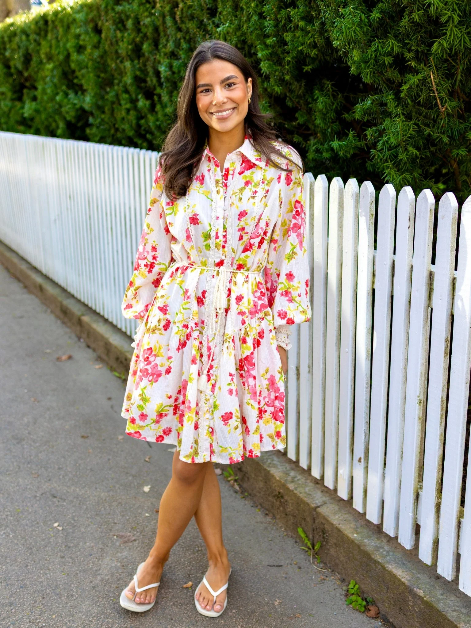 Somelli Ls Shirt Dress Birch Red Flower