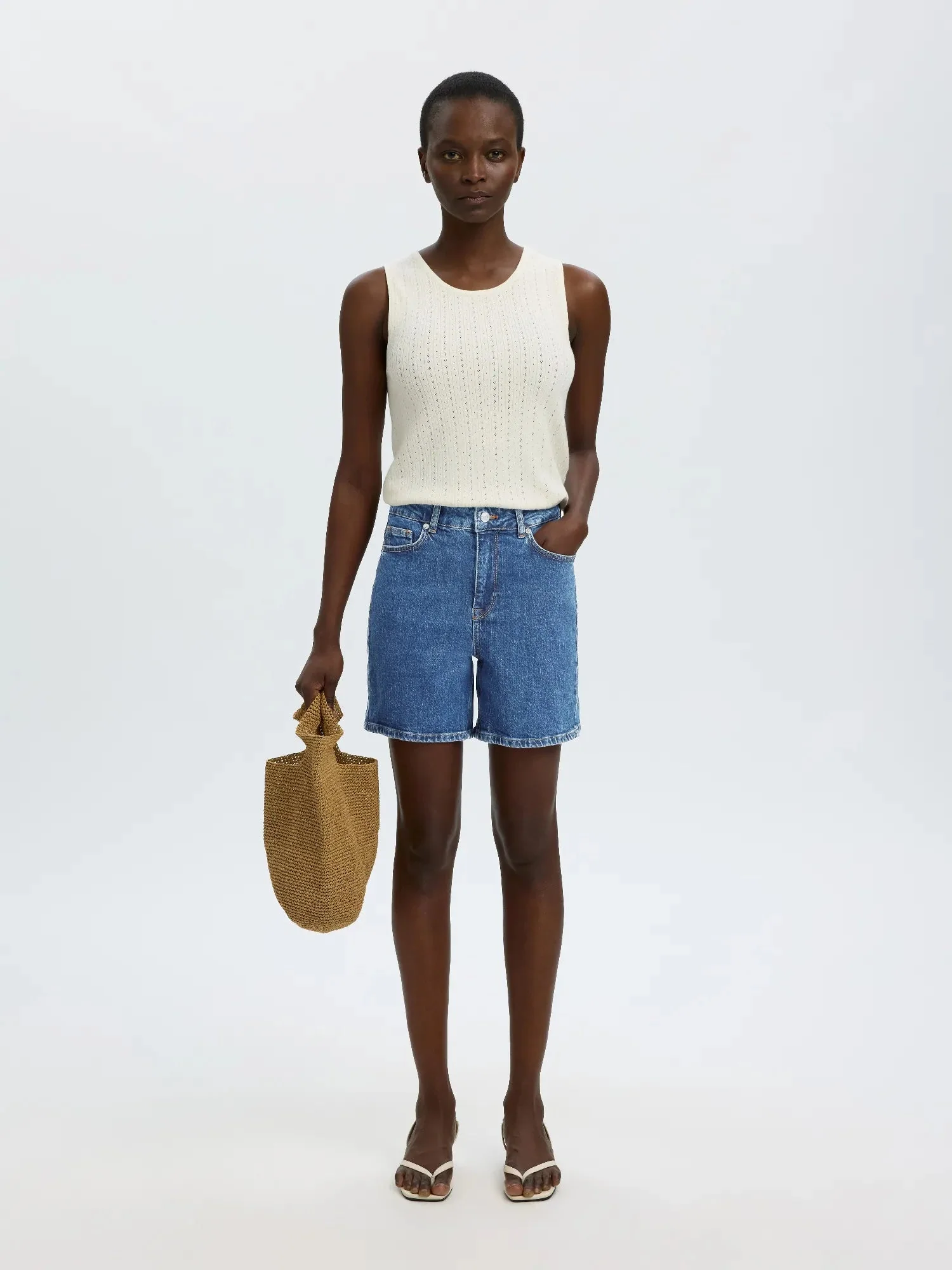 Krista Hw Midlue Denim Shorts Medium Blue Denim - Image 10