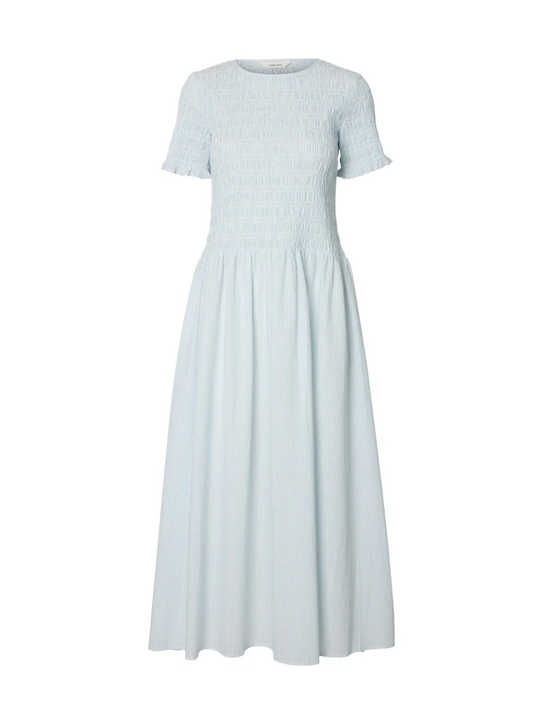 Hannah Regular Ss Ankle Dress Cashmere Blue Stripes - Image 2
