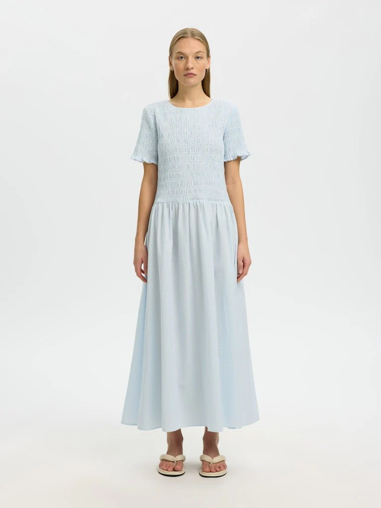 Hannah Regular Ss Ankle Dress Cashmere Blue Stripes - Image 6