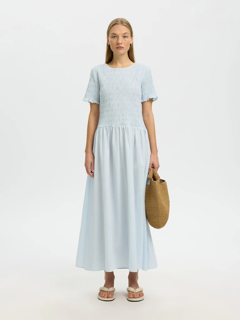 Hannah Regular Ss Ankle Dress Cashmere Blue Stripes - Image 7