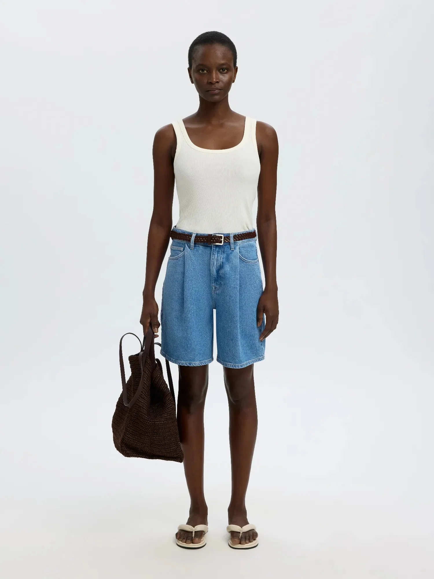 Wide Merle-Kori Hw Denim Shorts Light Blue Denim - Image 2