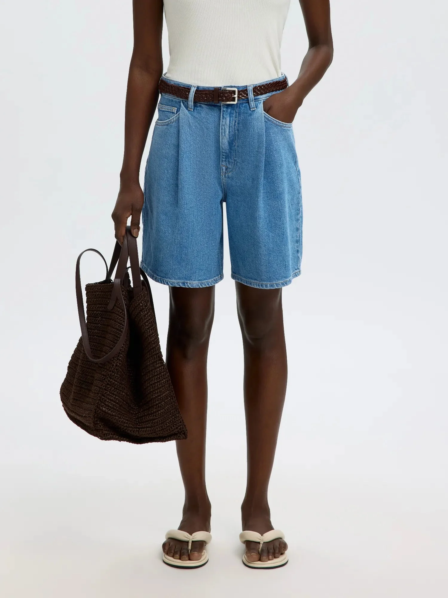 Wide Merle-Kori Hw Denim Shorts Light Blue Denim - Image 3