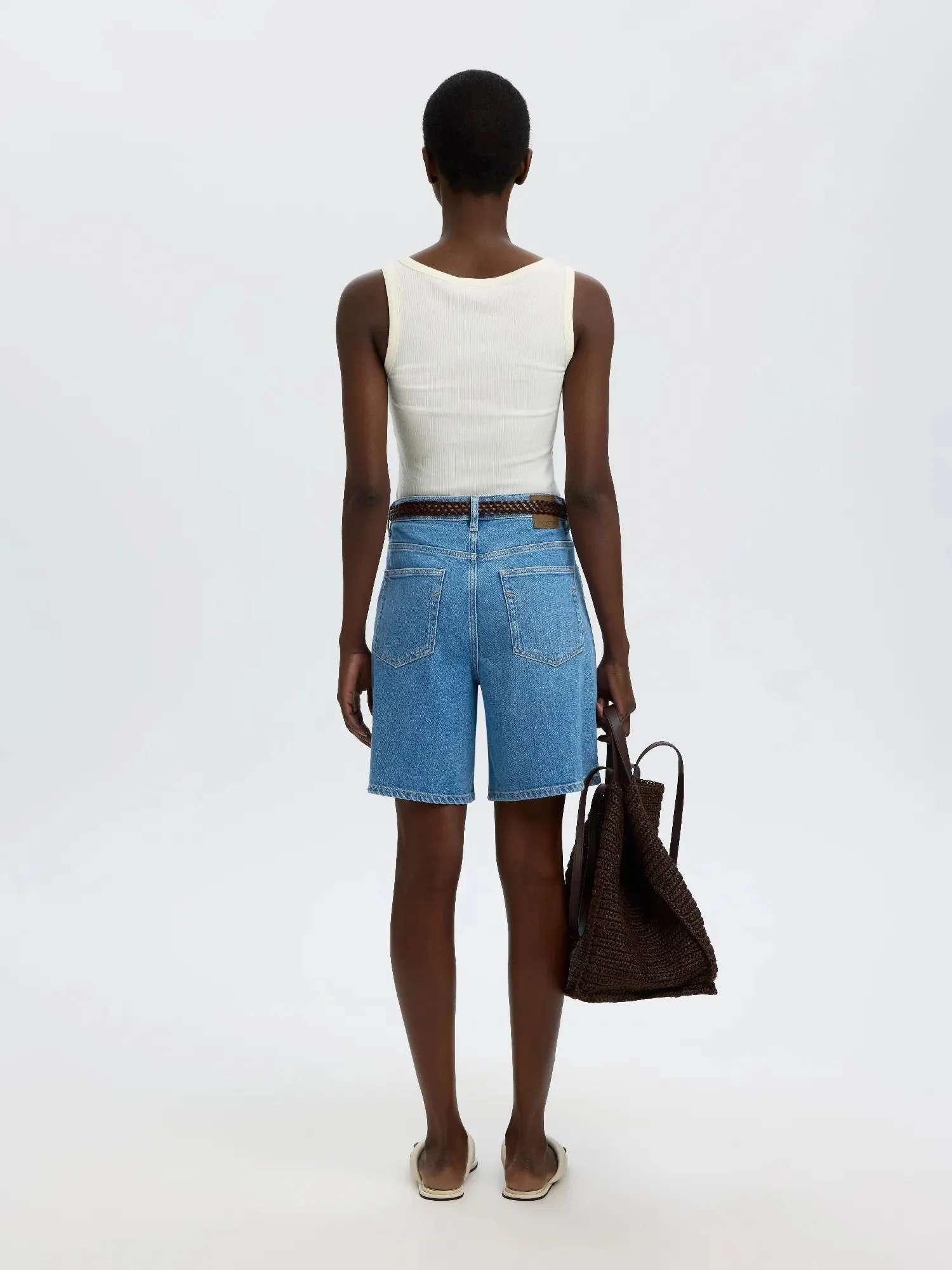Wide Merle-Kori Hw Denim Shorts Light Blue Denim - Image 4