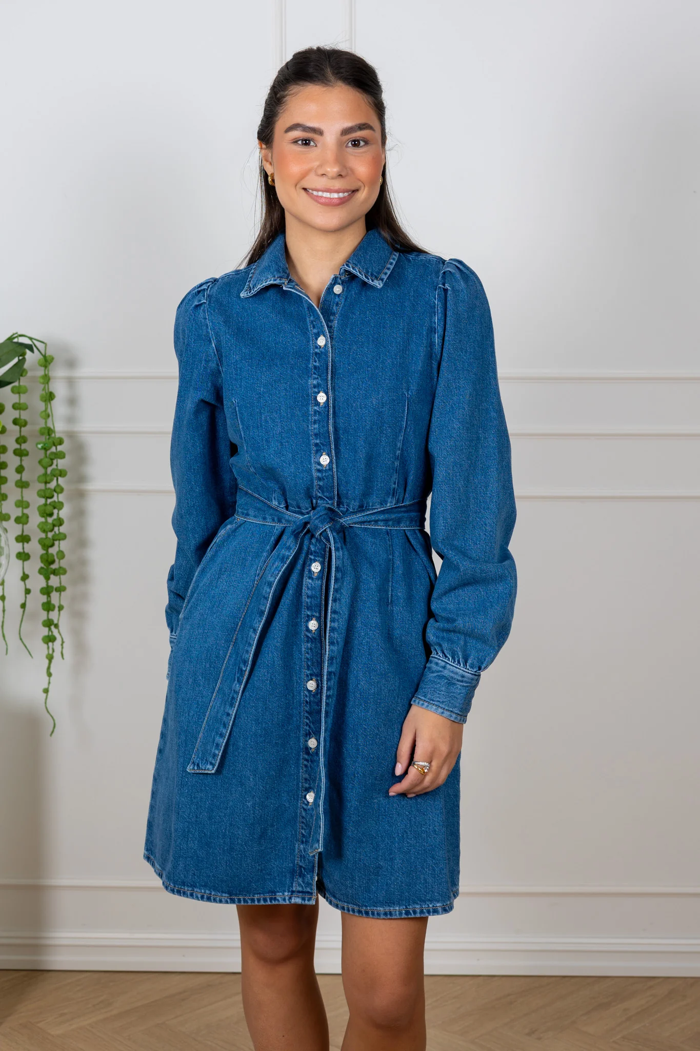 Runa Short Denim Dress Medium Blue Denim - Image 5
