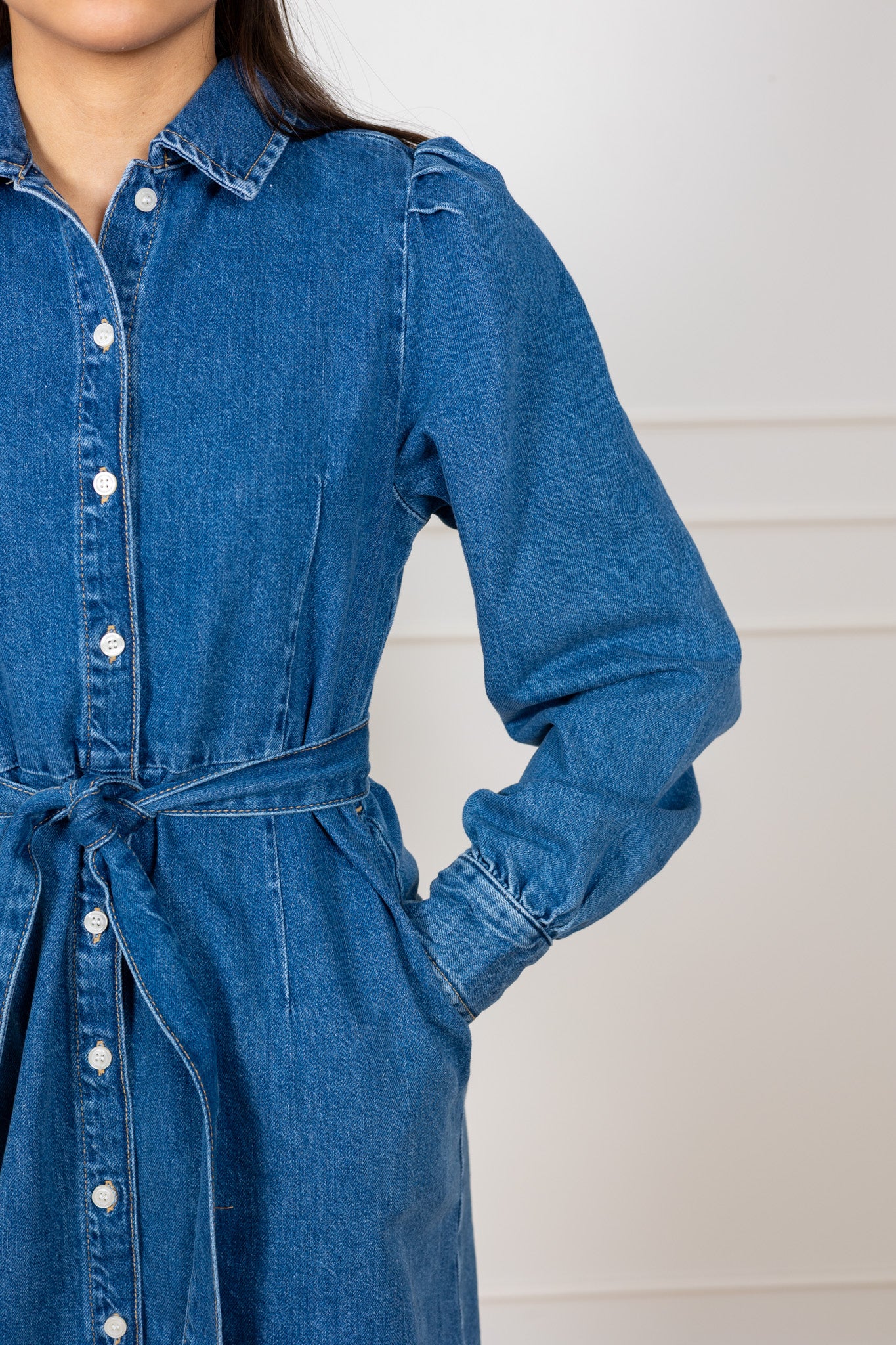 Runa Short Denim Dress Medium Blue Denim - Image 7