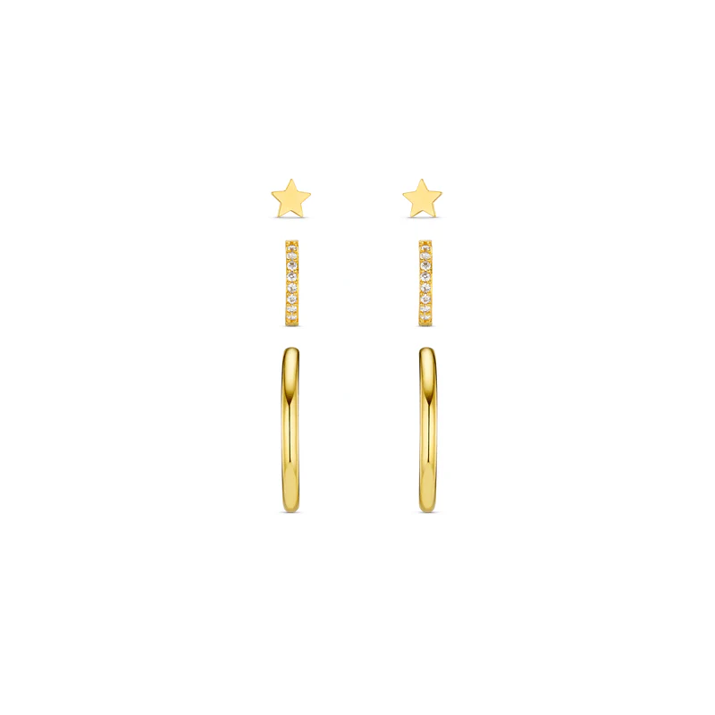 Star & Mixed Hoop Stacking Set Pale Gold - Image 3