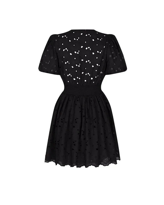 Broderie Anglaise Puffed Dress Black - Image 11