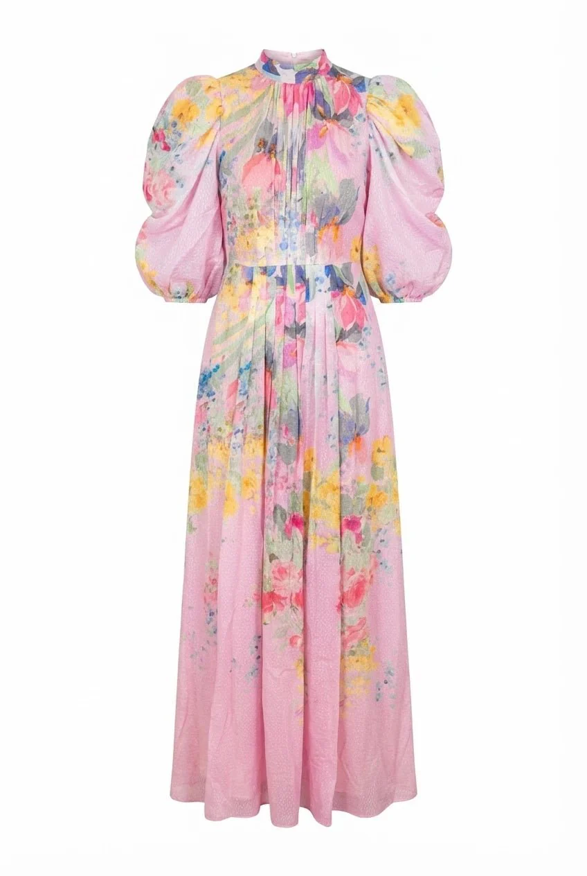 Dotted Georgette Tieback Gown Pink Meadow - Image 2