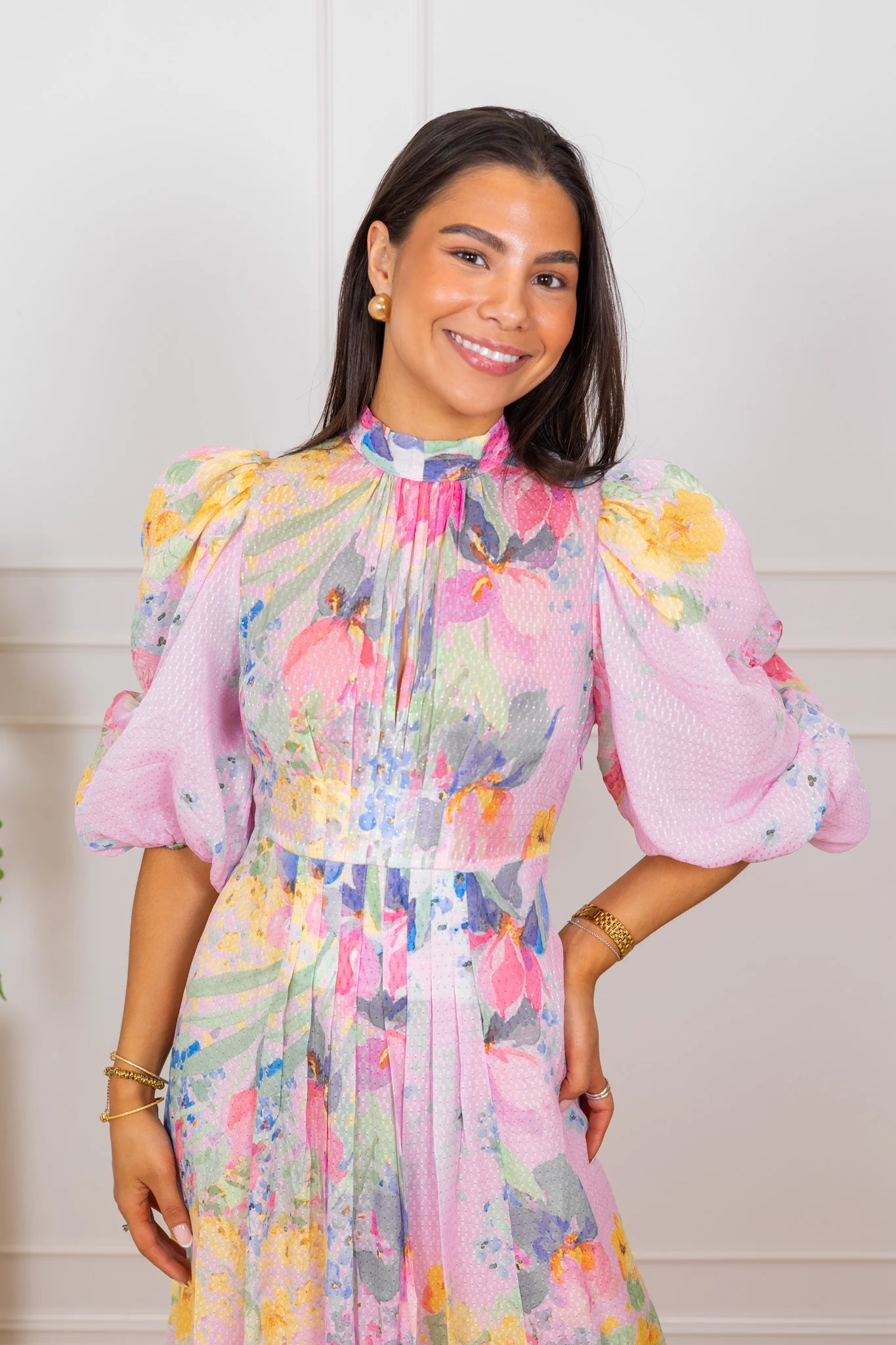 Dotted Georgette Tieback Gown Pink Meadow - Image 4