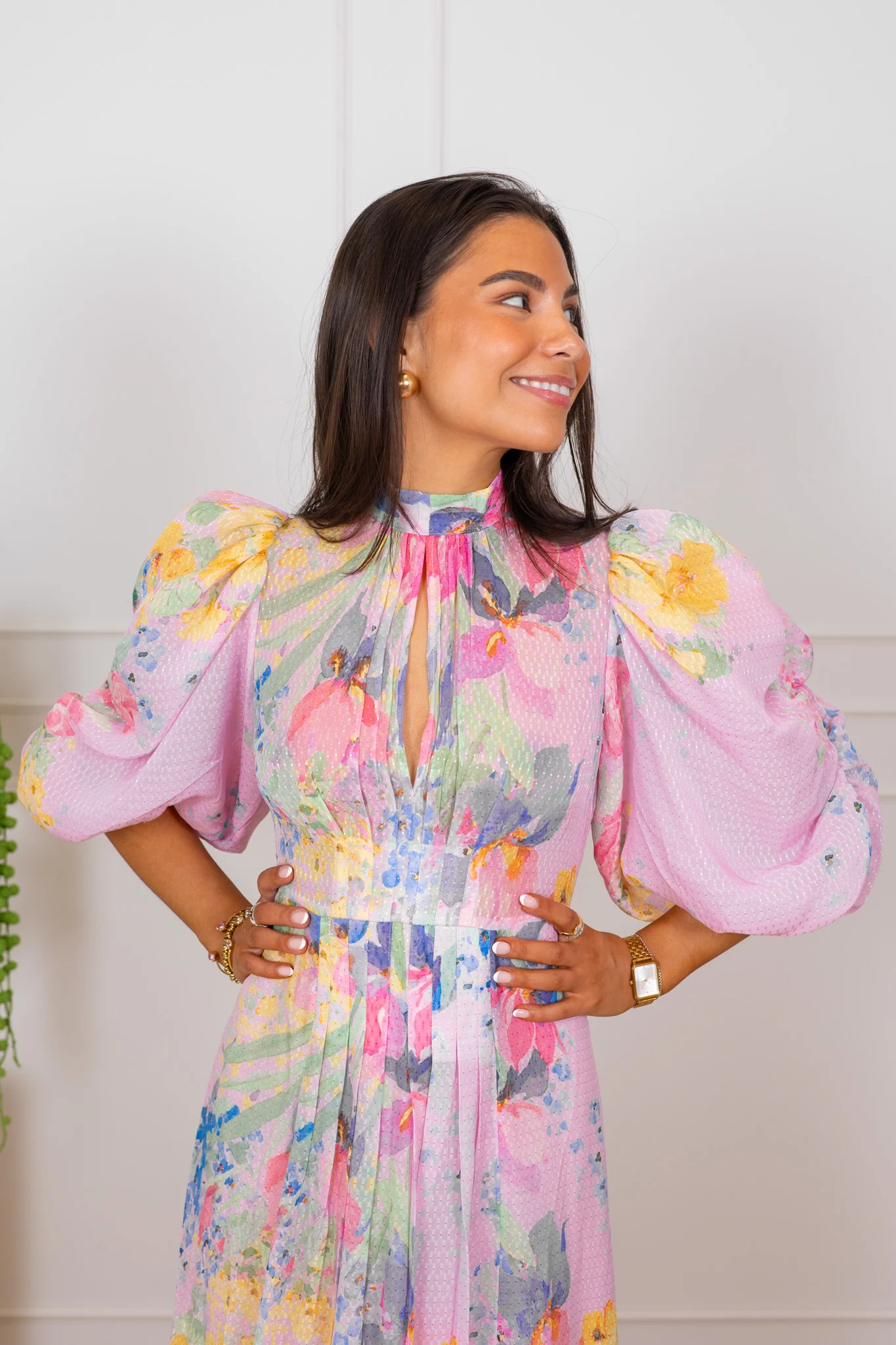 Dotted Georgette Tieback Gown Pink Meadow - Image 5