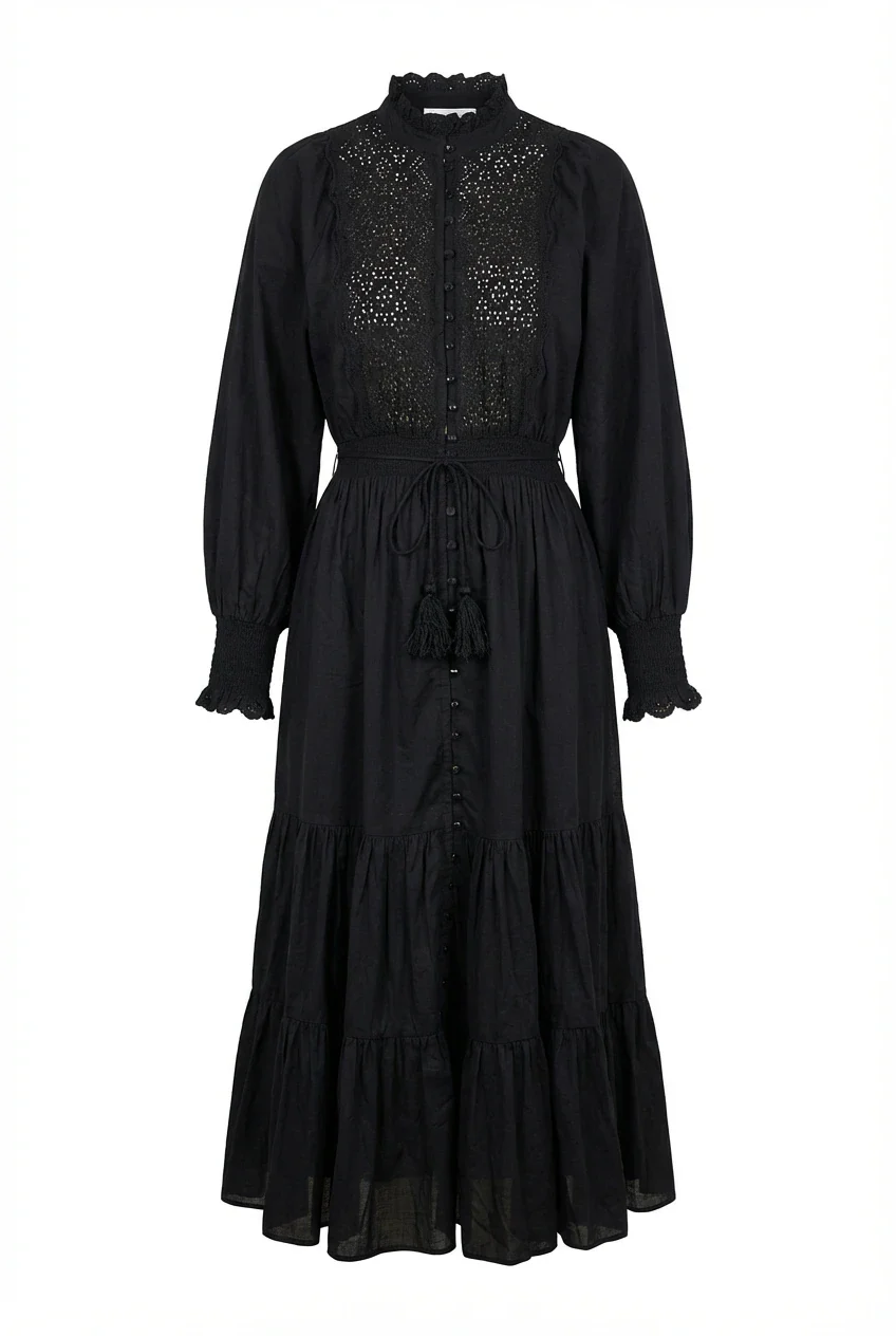 Cotton Slub Midi Dress Black - Image 2