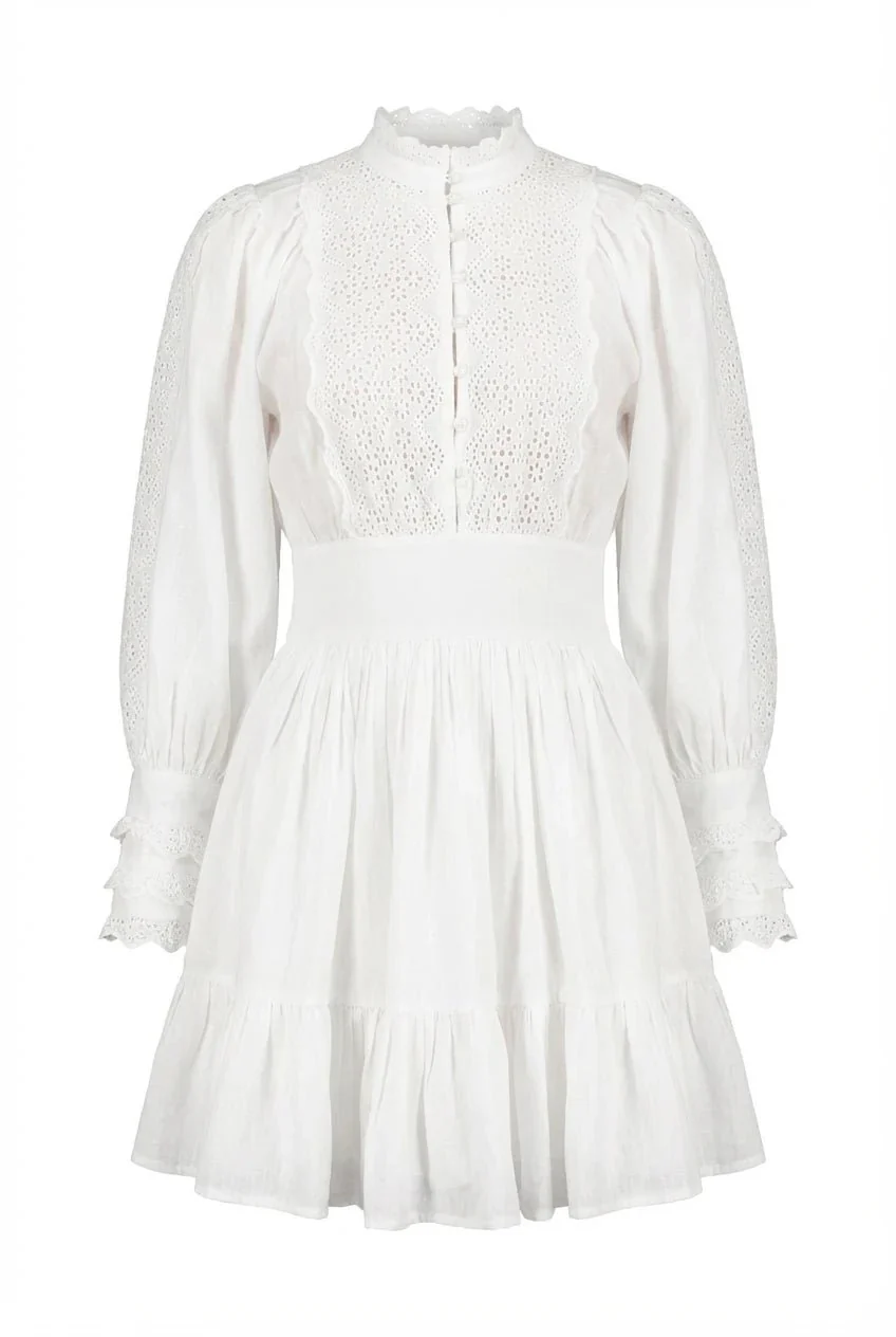 Cotton Slub Mini Dress White - Image 2