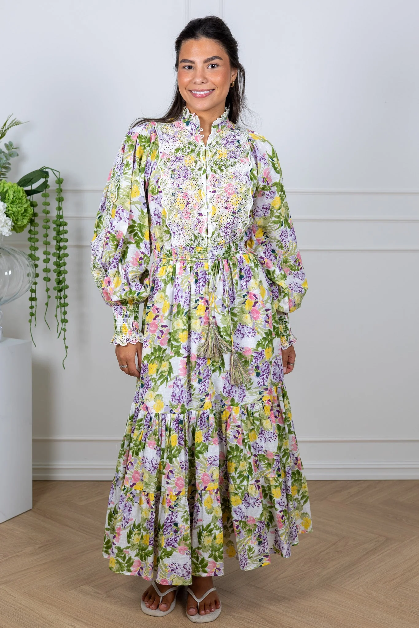 Cotton Slub Midi Dress Summer Lilacs