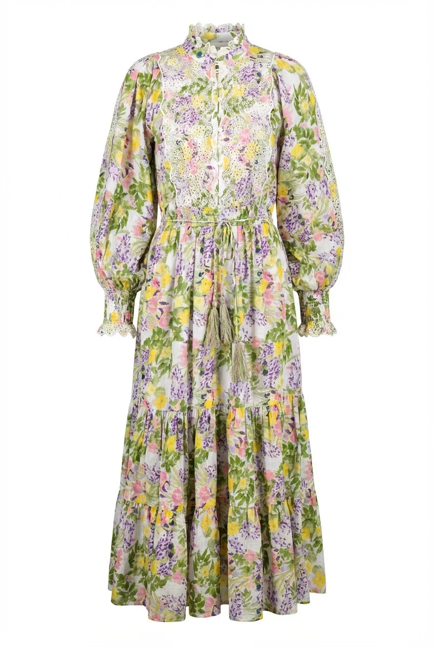 Cotton Slub Midi Dress Summer Lilacs - Image 2