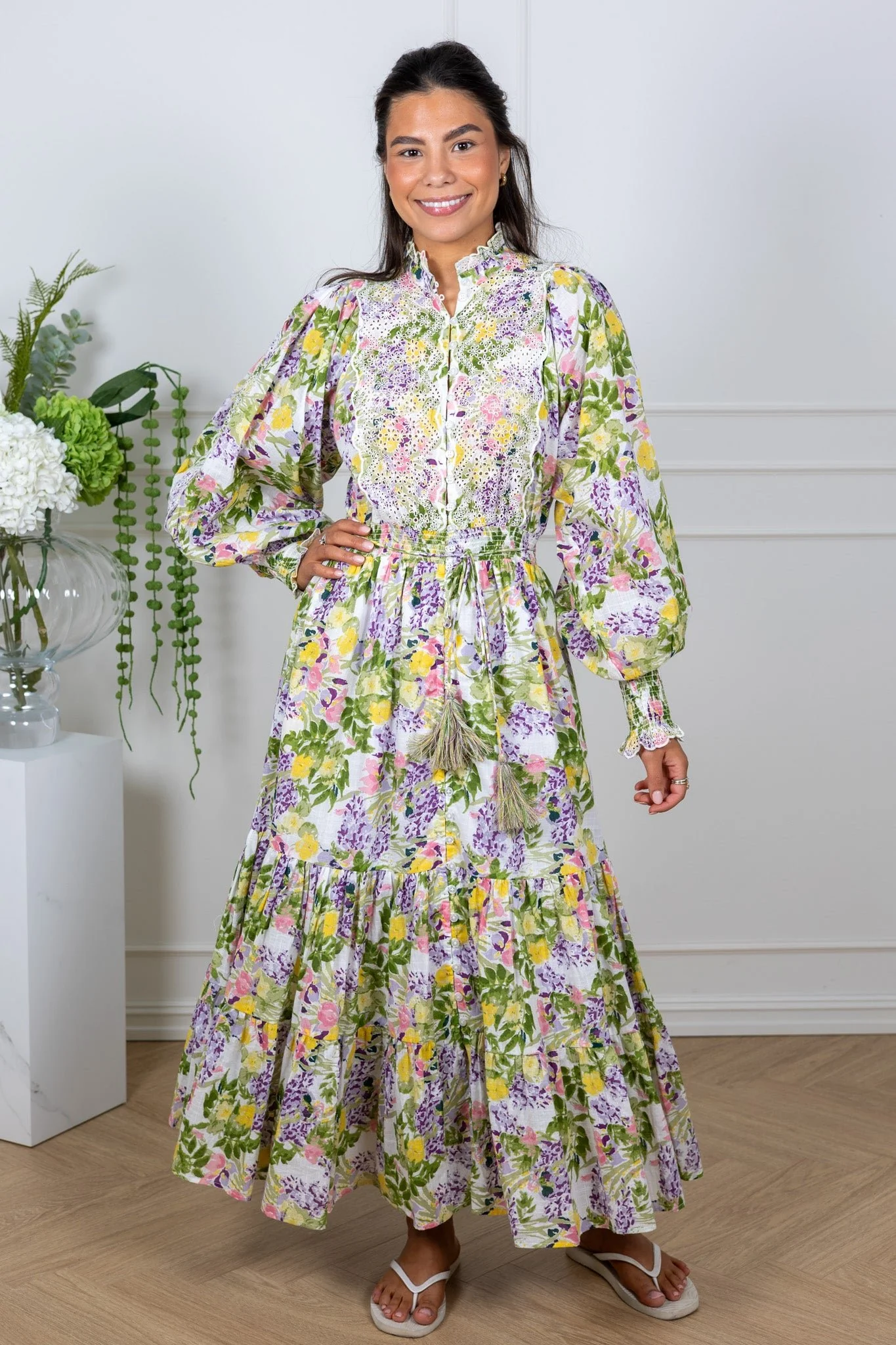Cotton Slub Midi Dress Summer Lilacs - Image 3