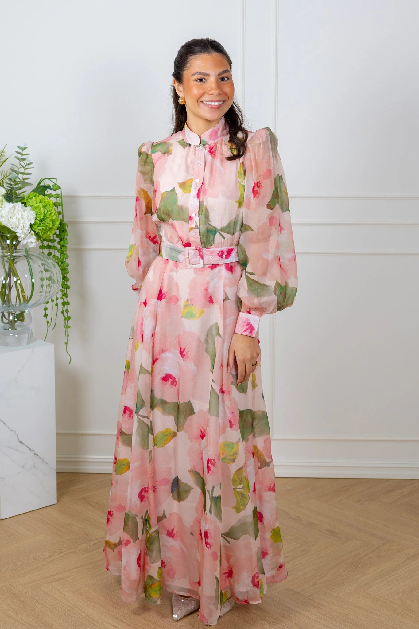 Organza Belt Dress Rosette