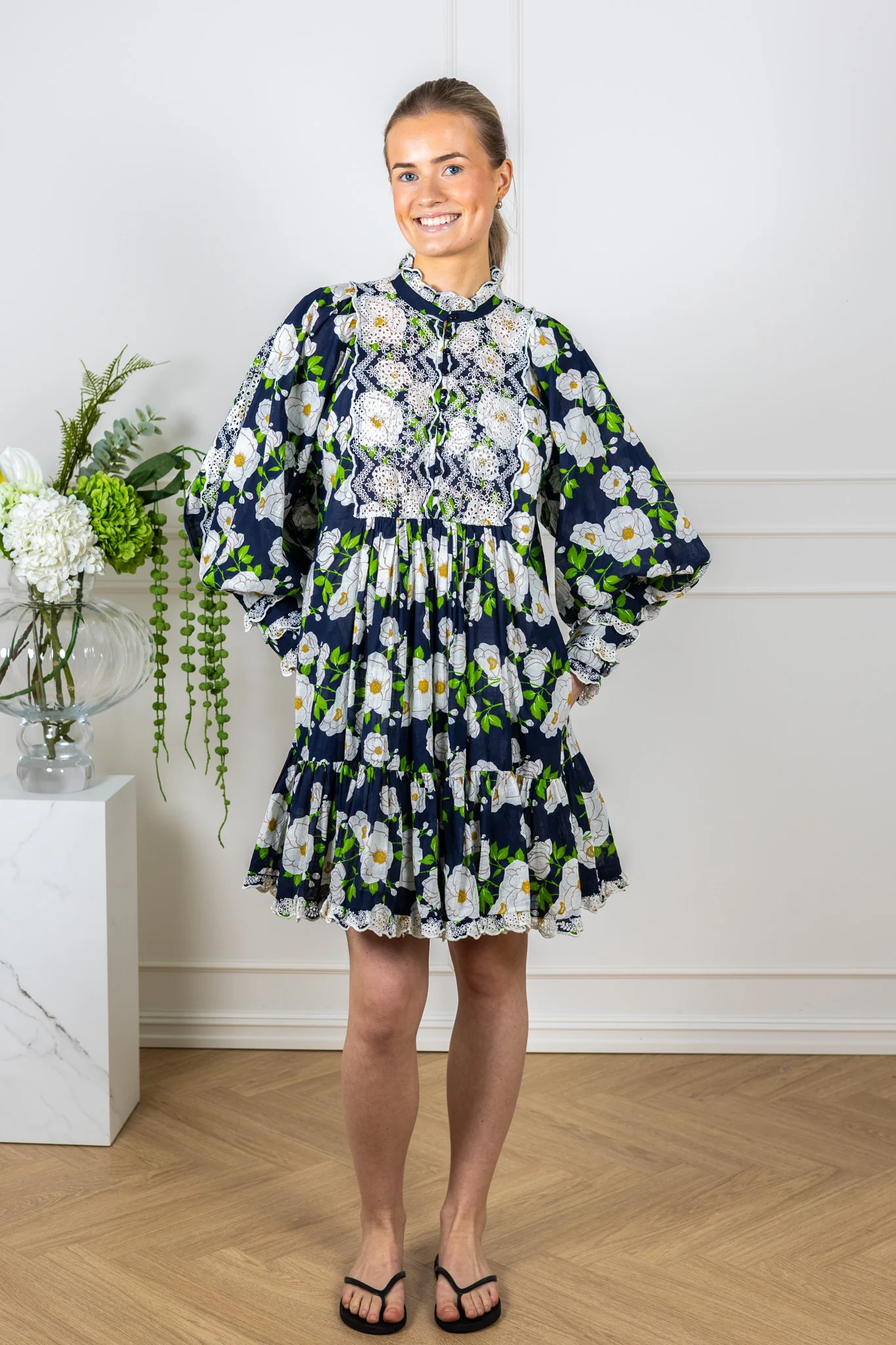 Cotton Slub Shift Dress Bright Garden - Image 3
