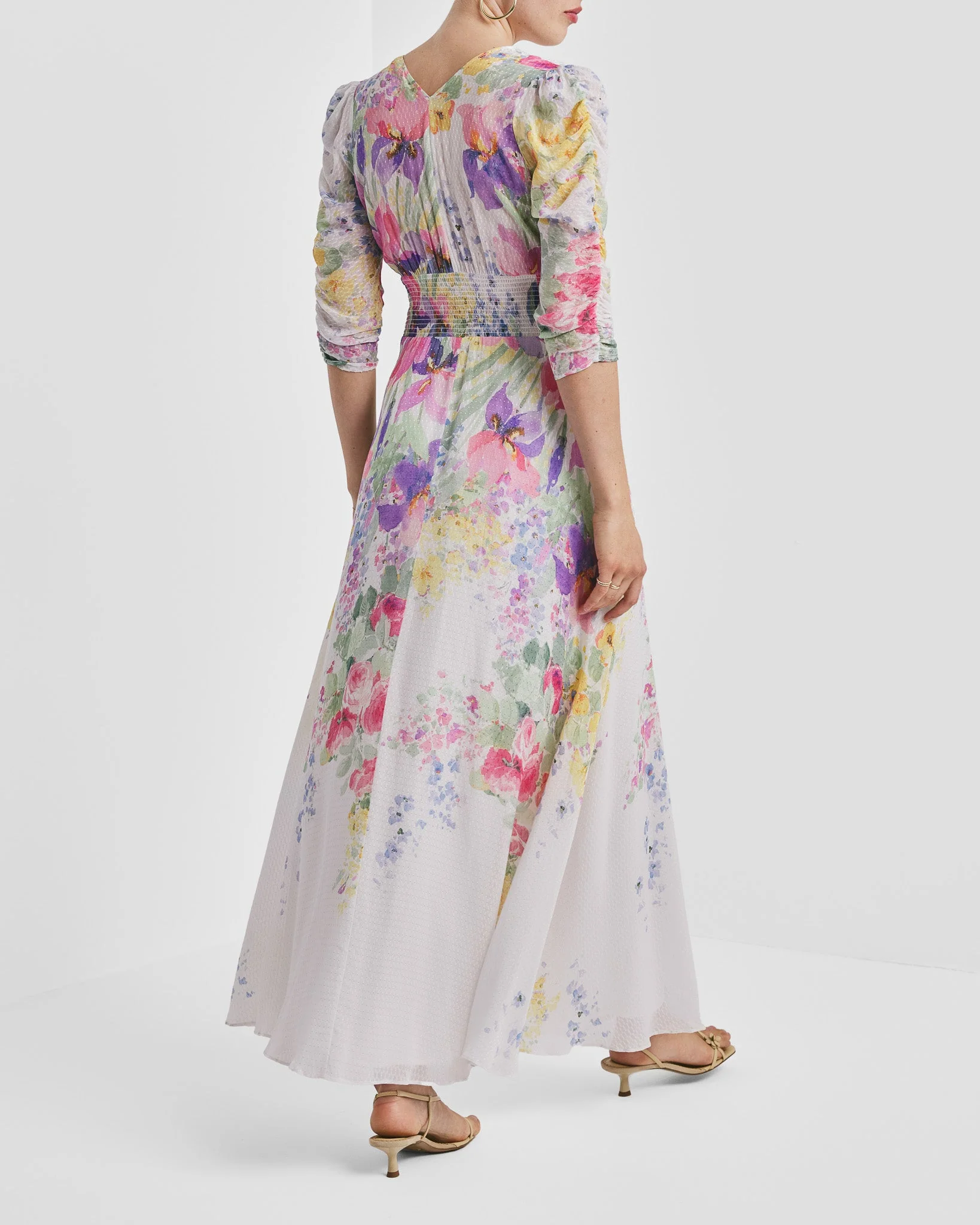 Dotted Georgette Button-Down Dress Flower Meadow - Image 6