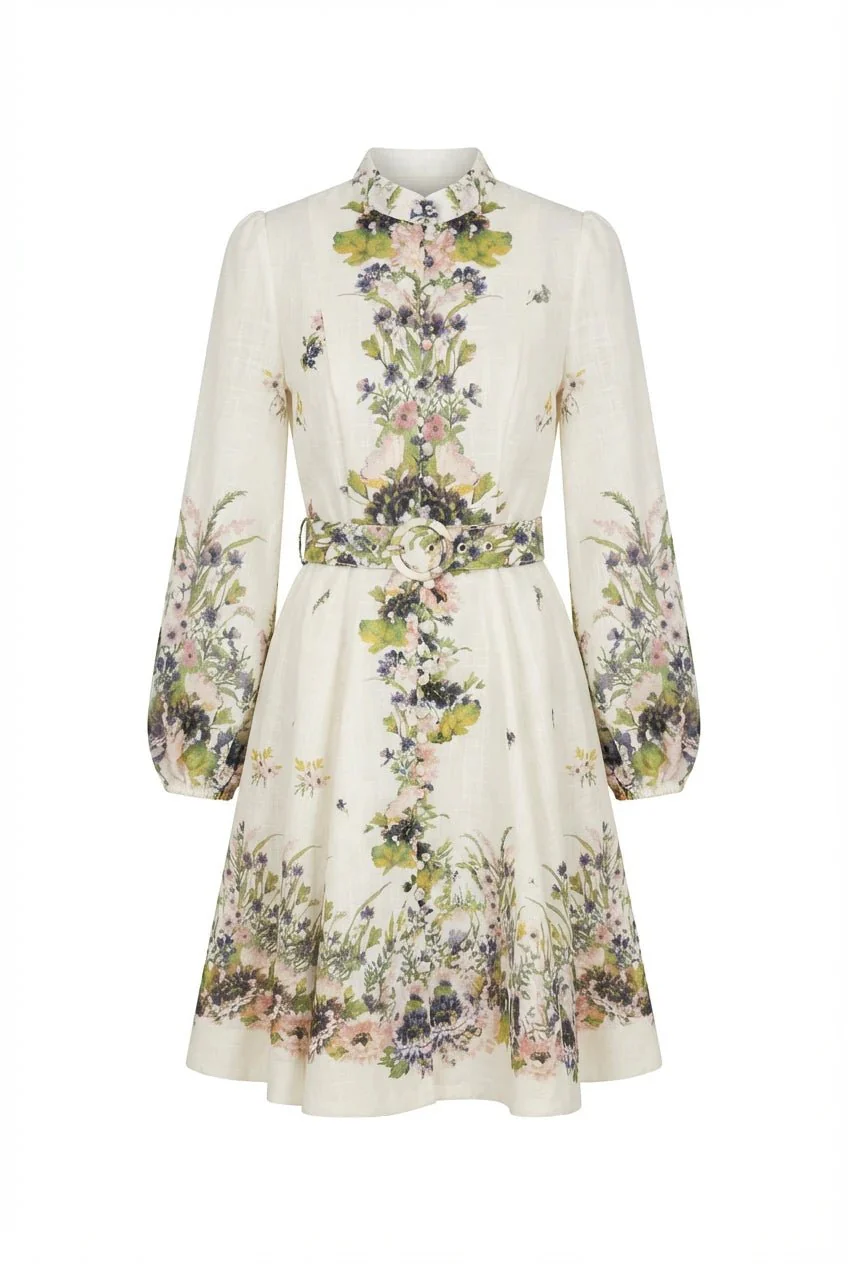 Lumine Mini Dress Green Flower - Image 2