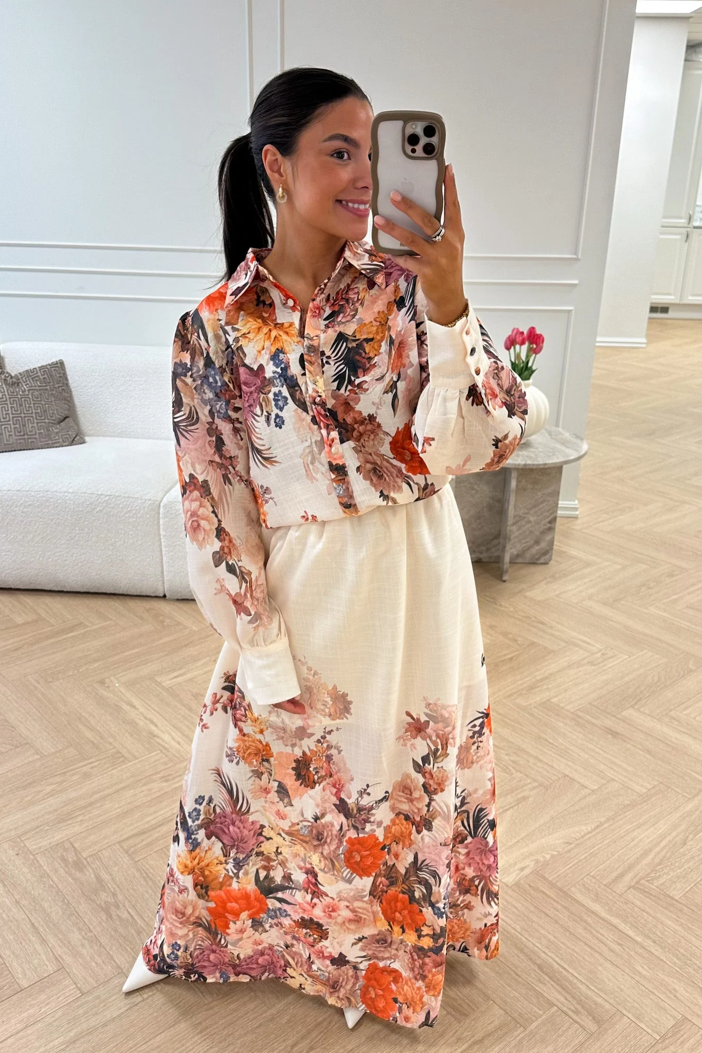 Osley Skirt Beige Flower - Image 3