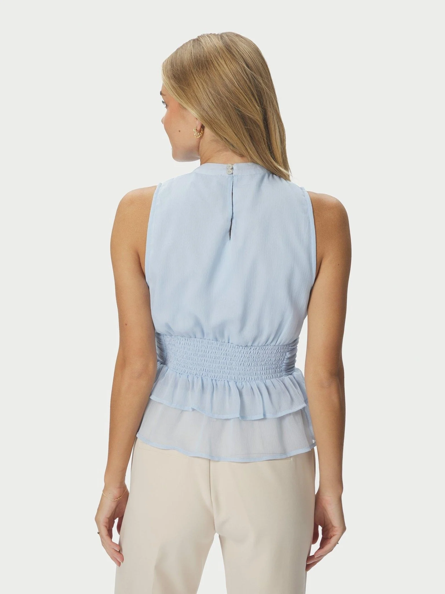 Ansol Solid Chiffon Top Light Blue - Image 12
