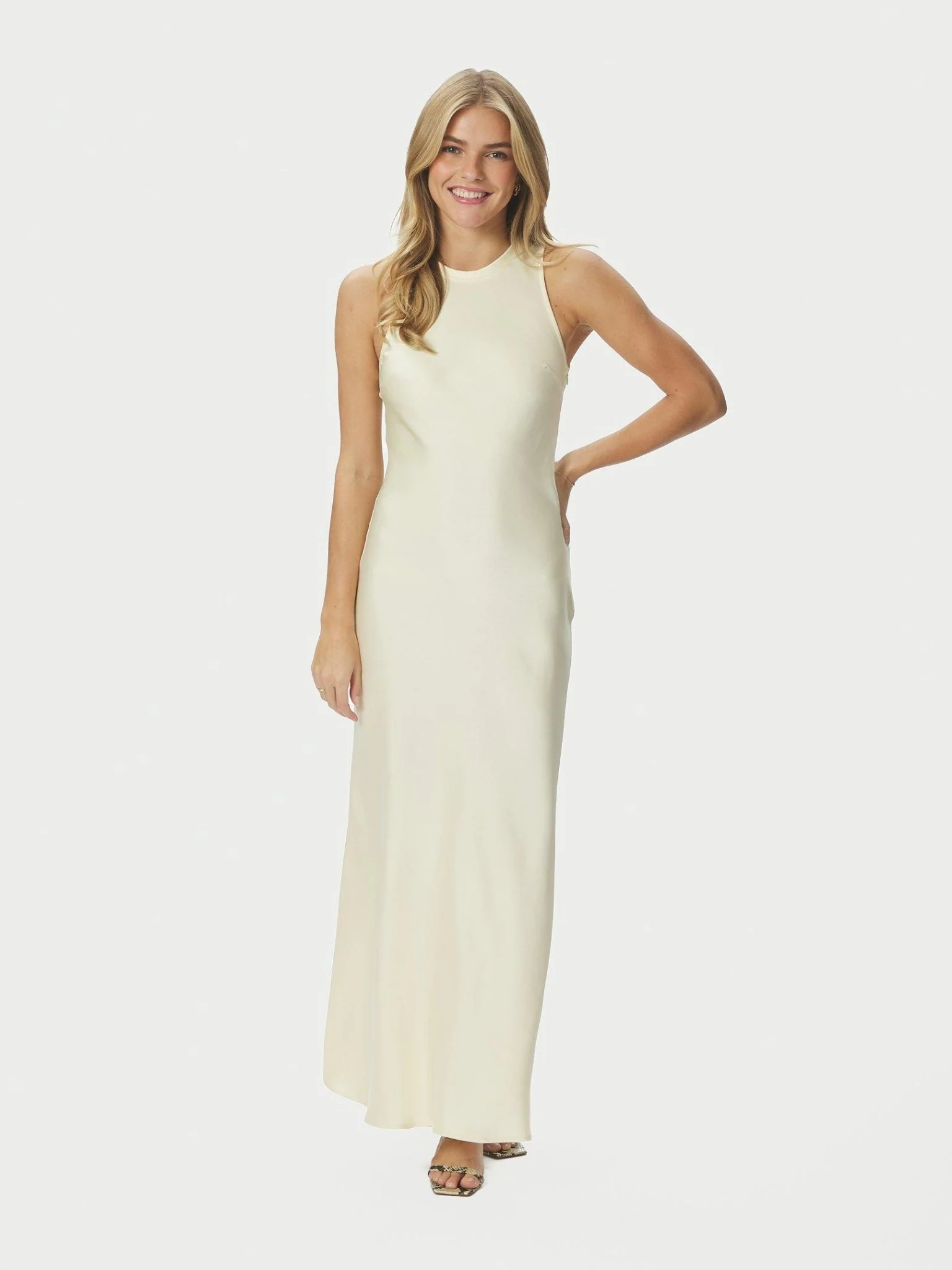 Celinie Heavy Sateen Dress Light Yellow - Image 7