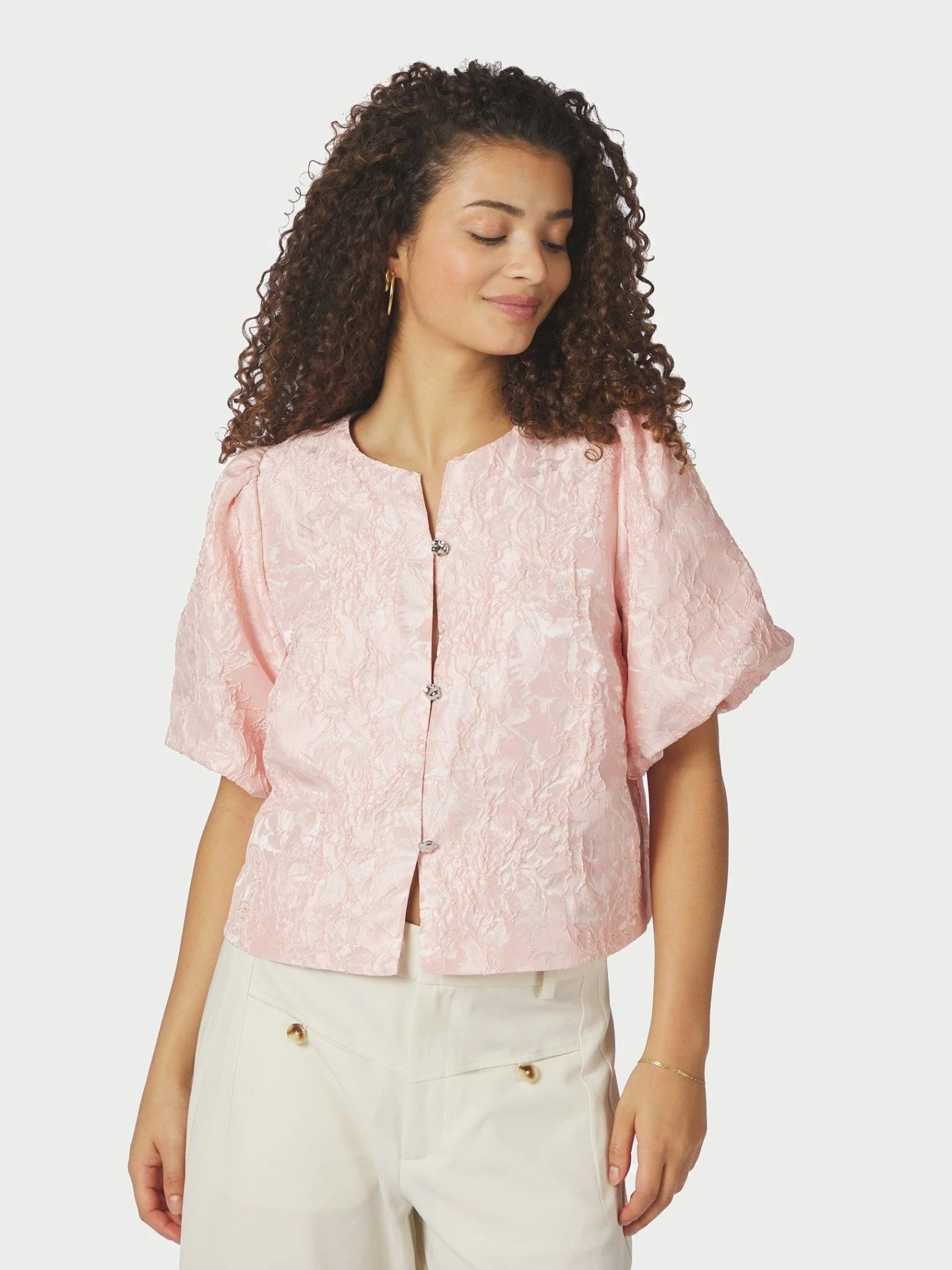 Aisa Soft Brocade Blouse Light Pink - Image 11