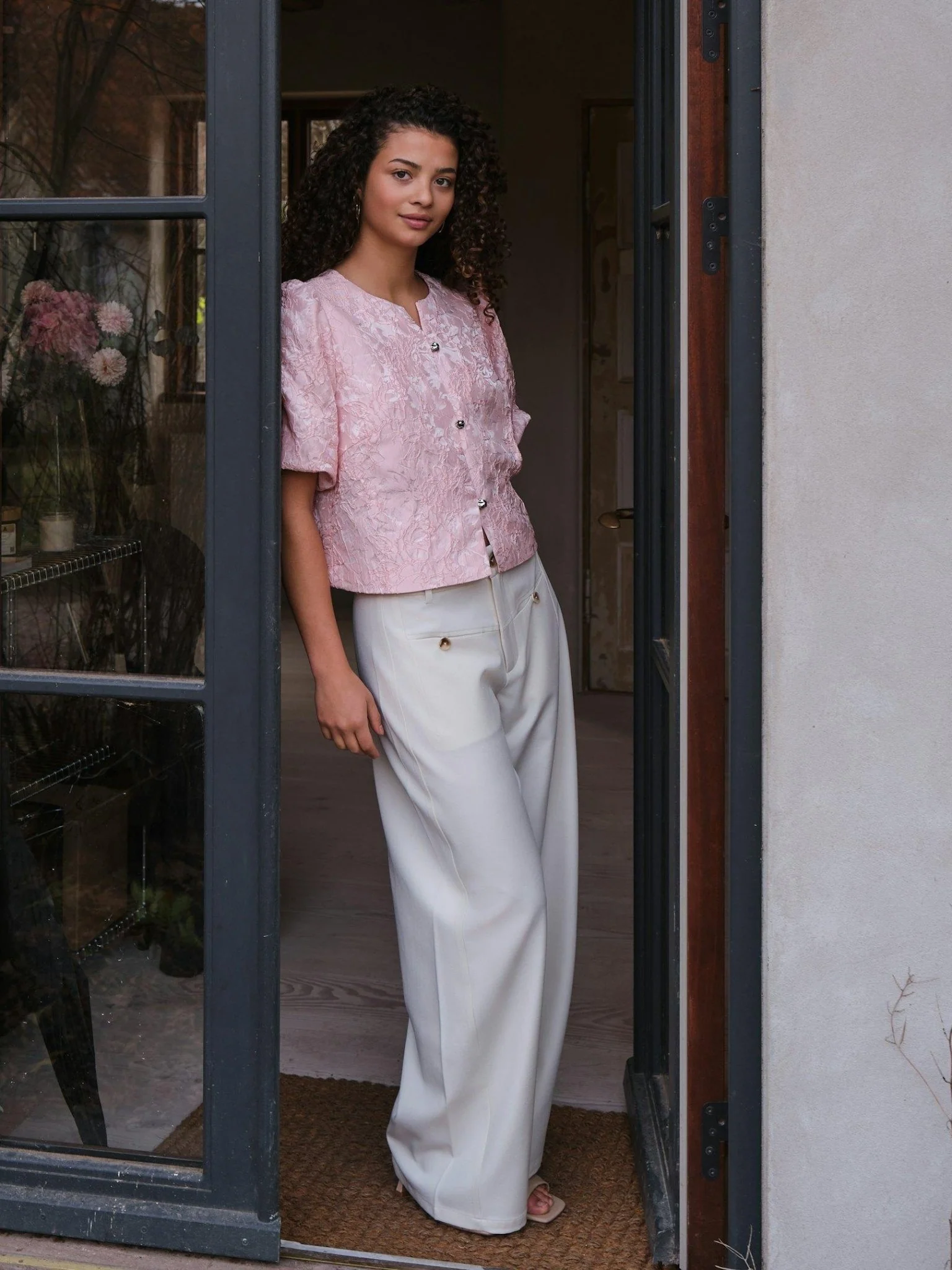 Aisa Soft Brocade Blouse Light Pink - Image 7