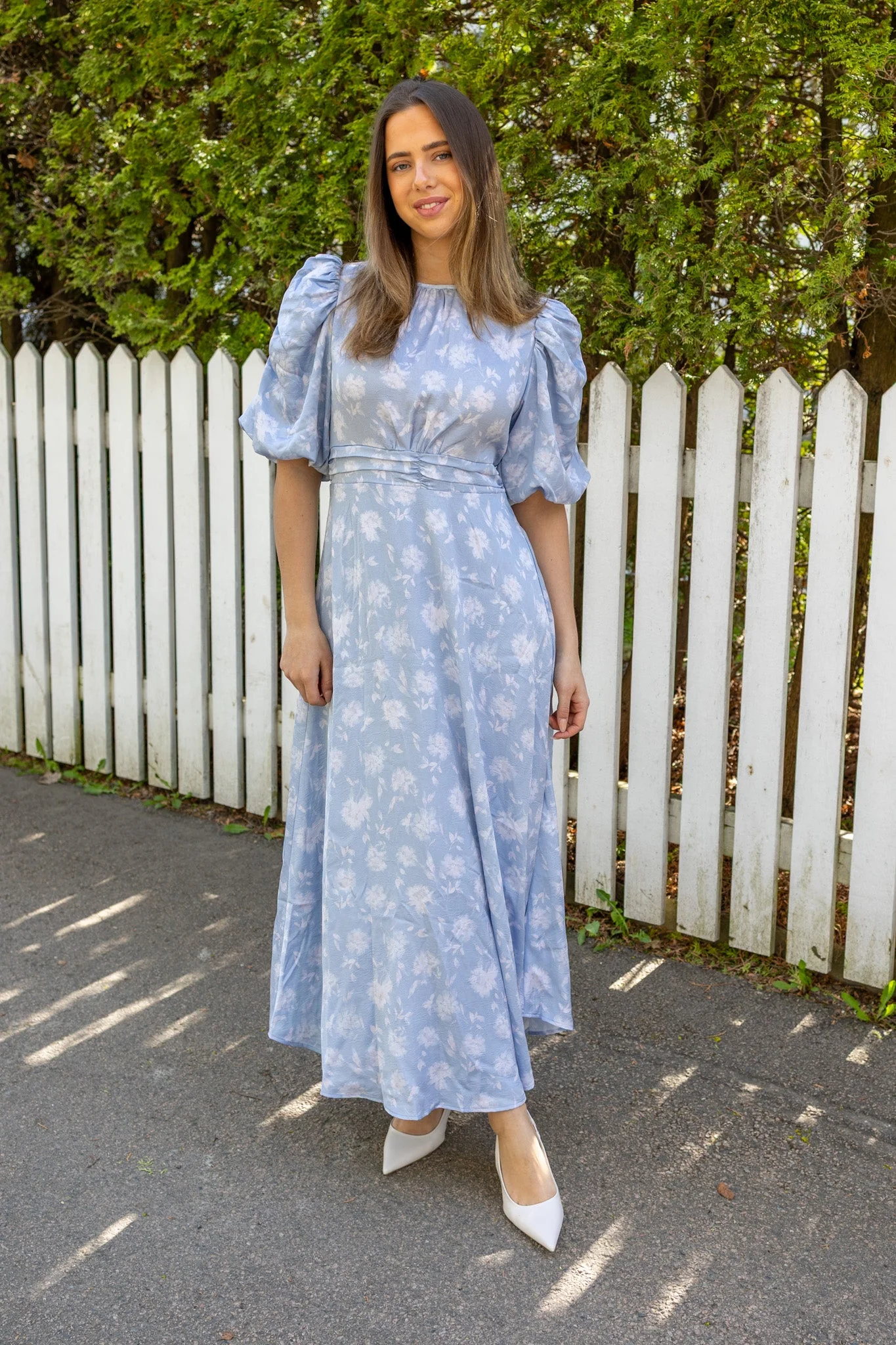 Kikka Faded Flower Dress Light Blue - Image 3