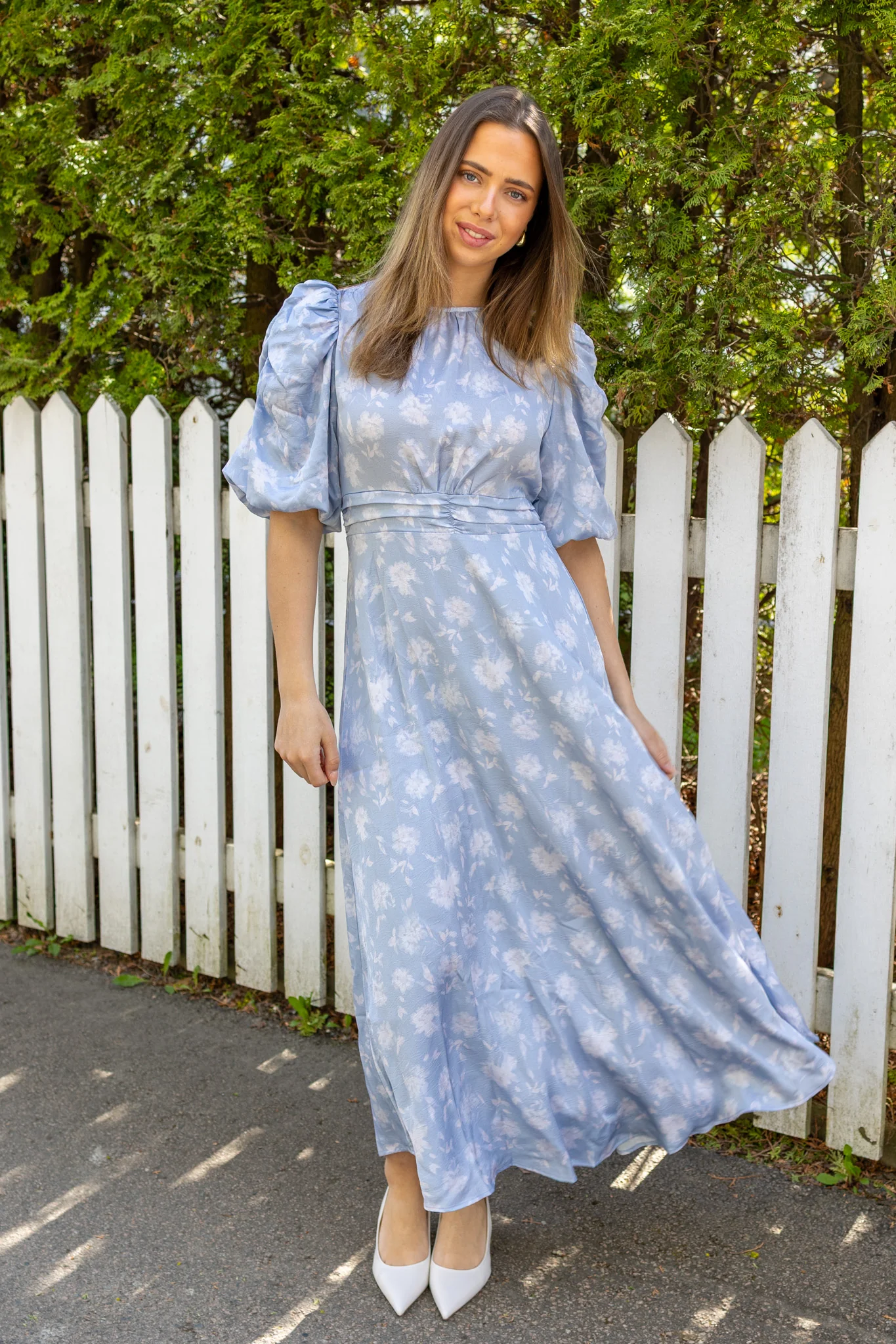 Kikka Faded Flower Dress Light Blue - Image 4