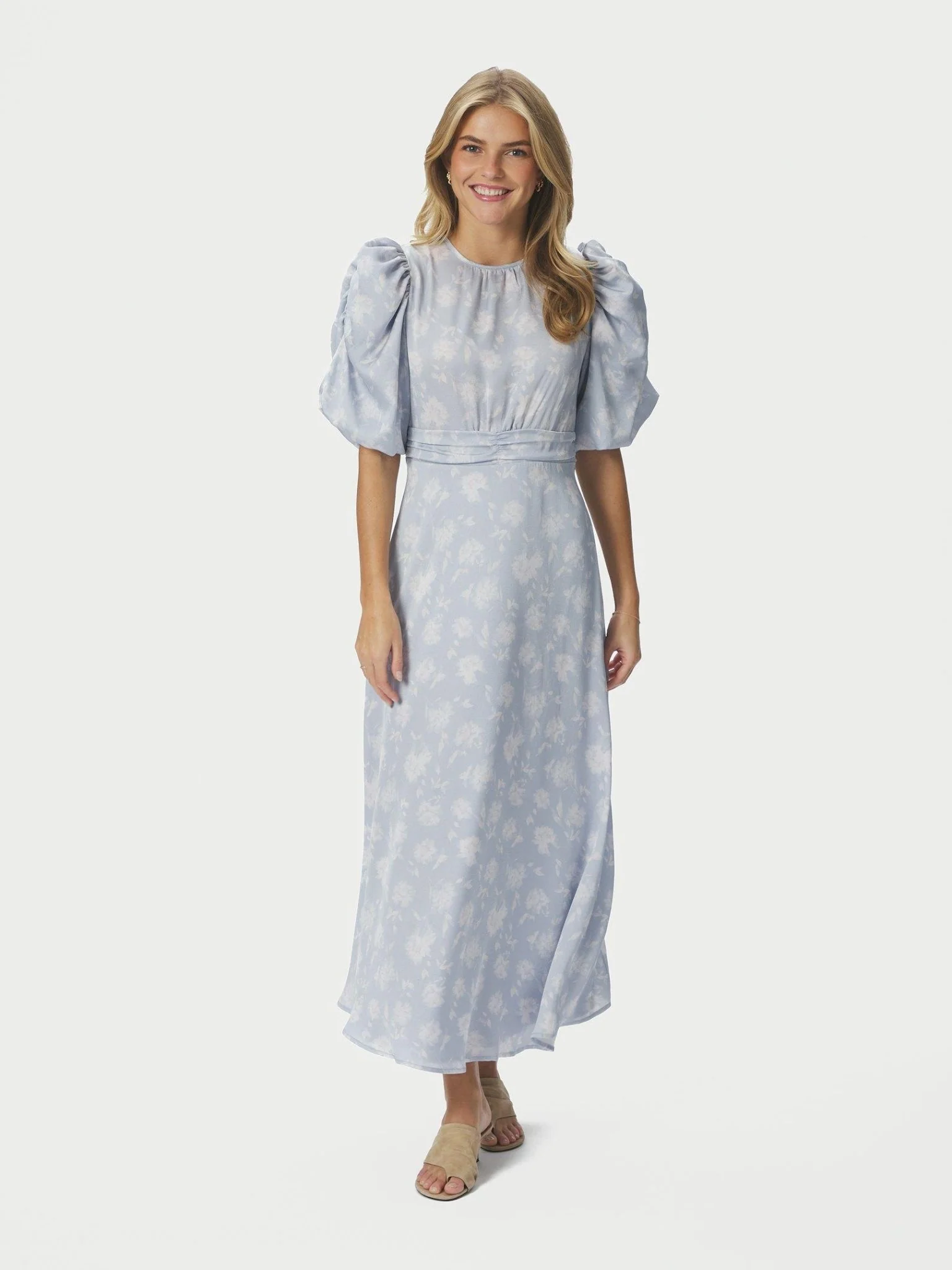 Kikka Faded Flower Dress Light Blue - Image 9
